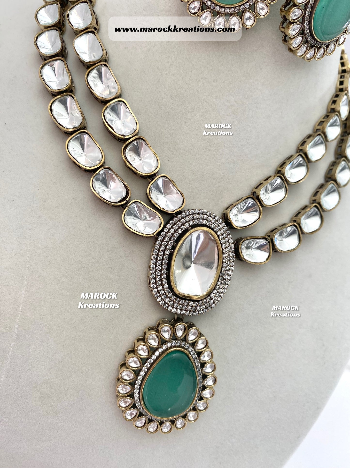 Premium Quality uncut Kundan Moissanite Necklace set
