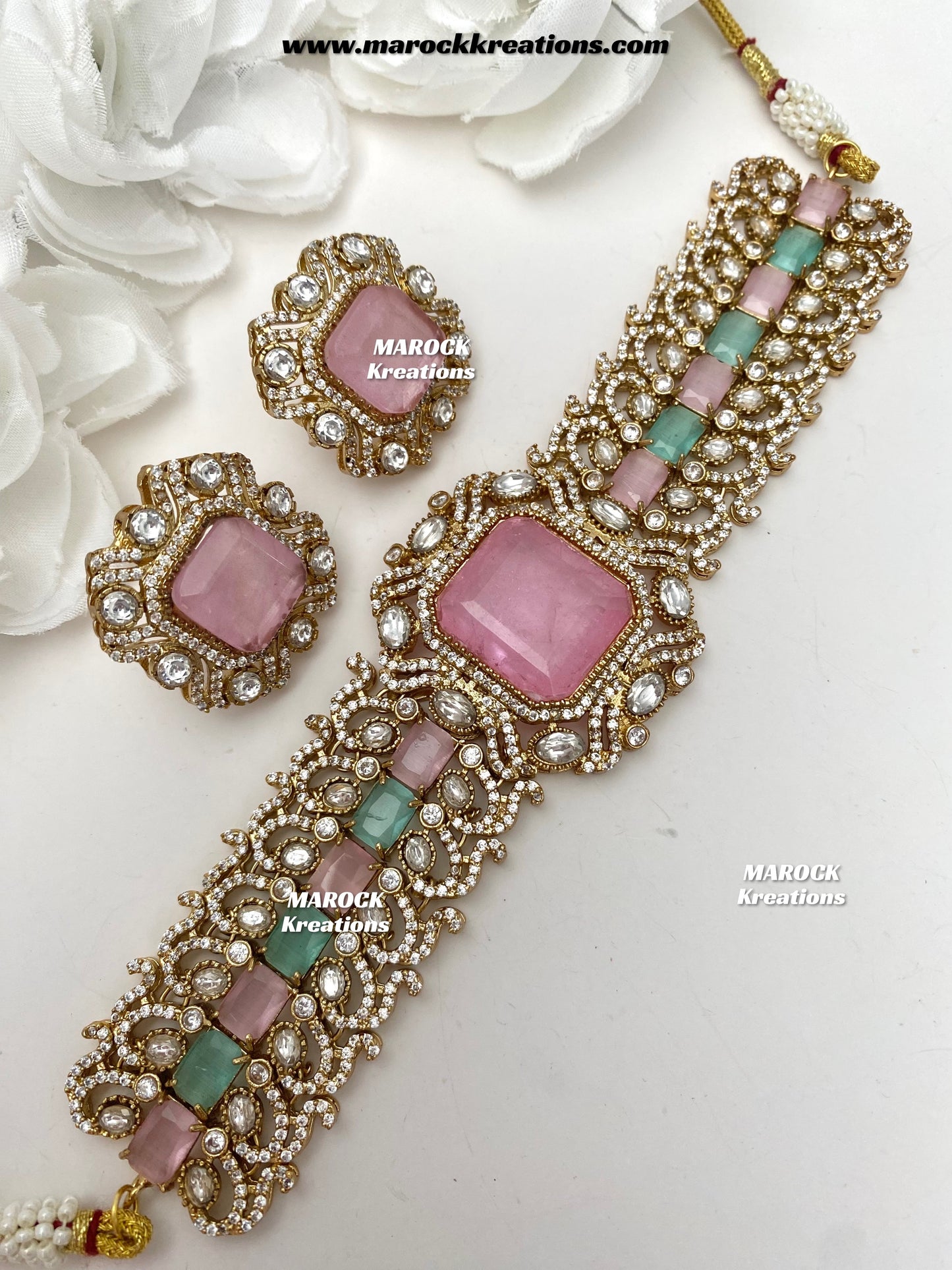 Paloma Sabyasachi inspired Premium Quality Moissanite Kundan and American Diamond choker set