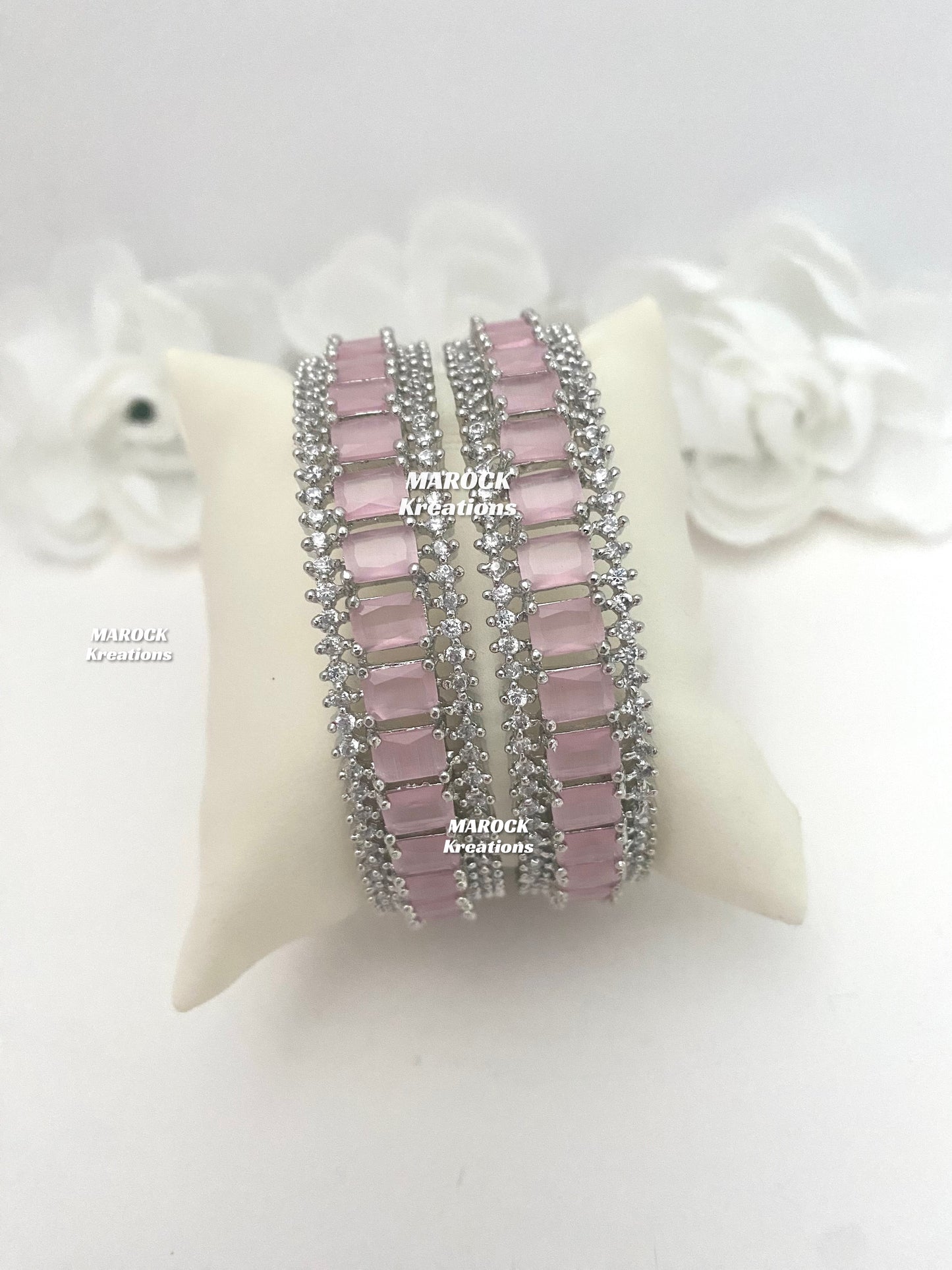 Silver American Diamond Bangles/Kade