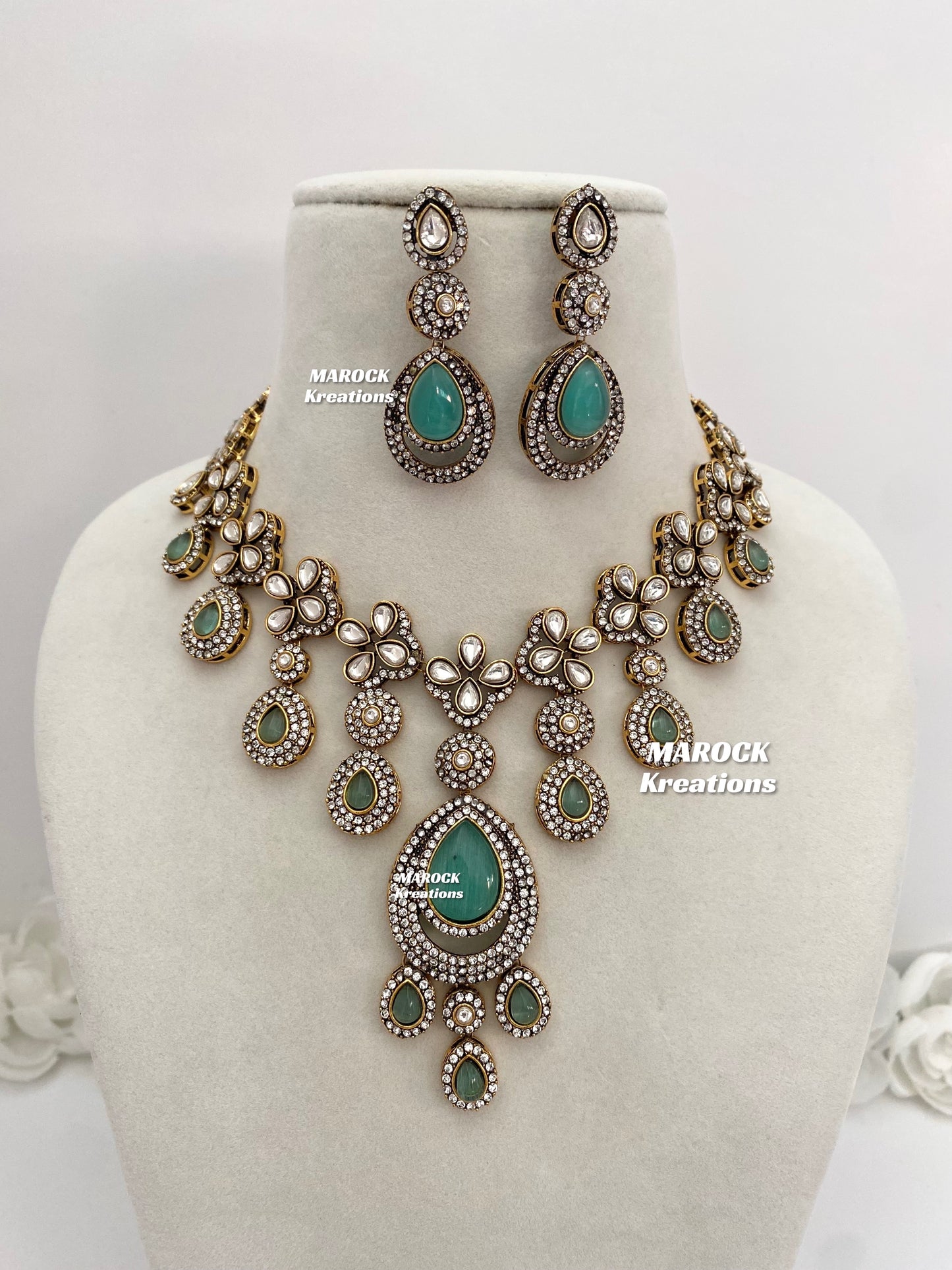 Sanjna Victorian Kundan Statement Necklace set