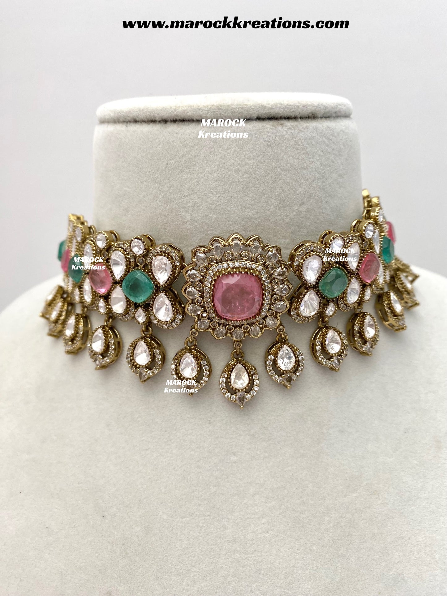 Vinny Premium Quality Moissanite Kundan Statement choker set