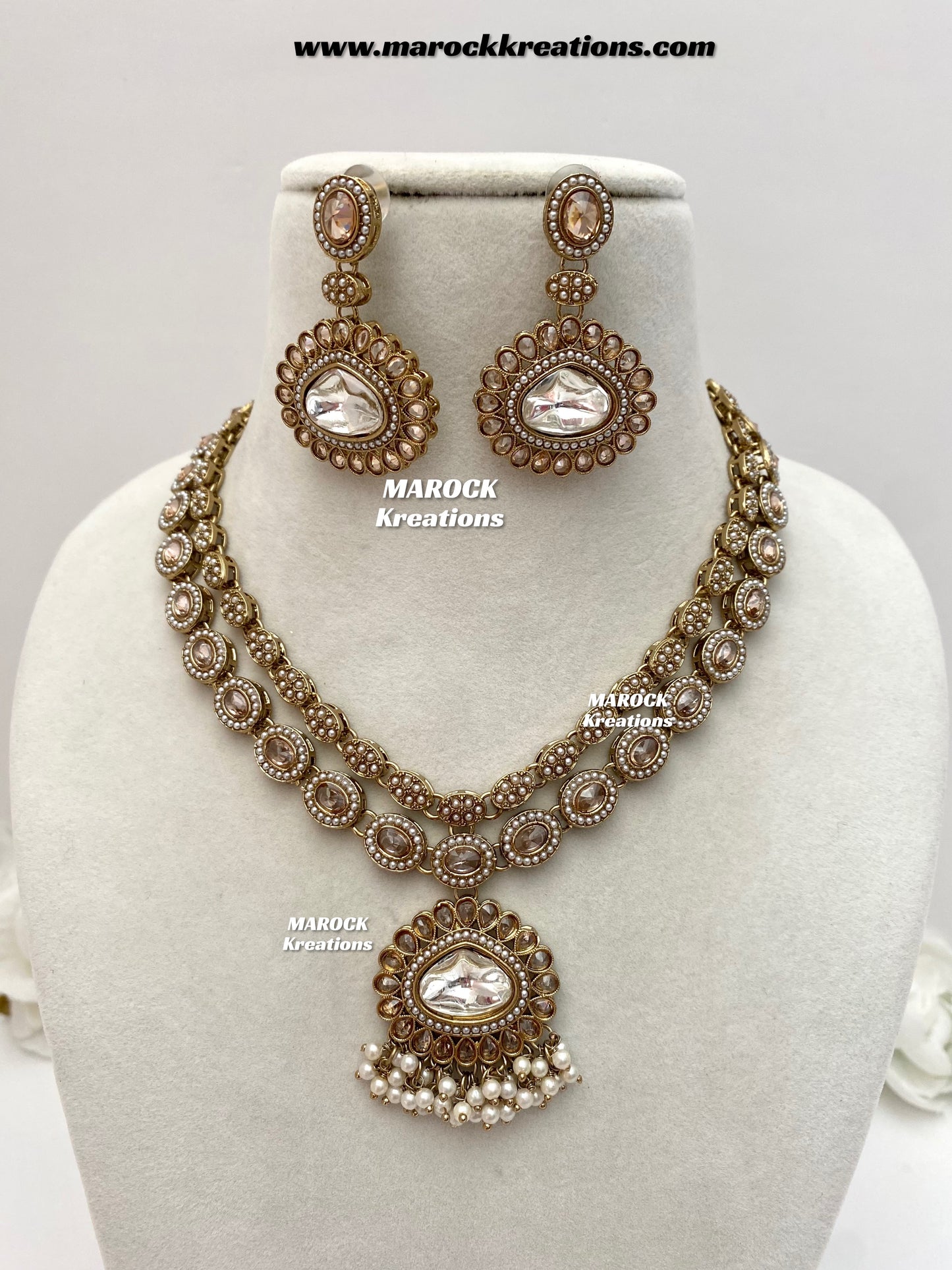 Nadira Kundan Polki double layer Necklace set