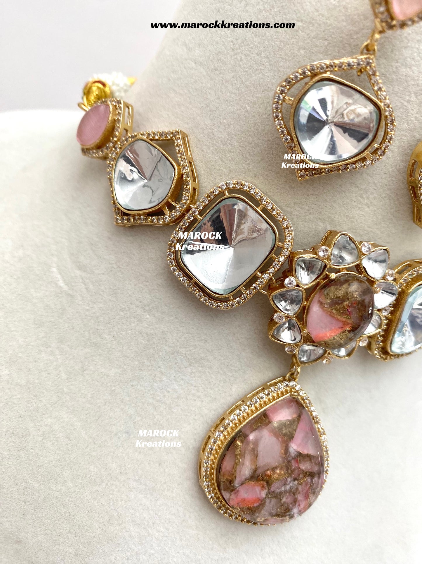 Kalpana Premium Quality Moissanite Kundan and doublet stone Statement Choker set