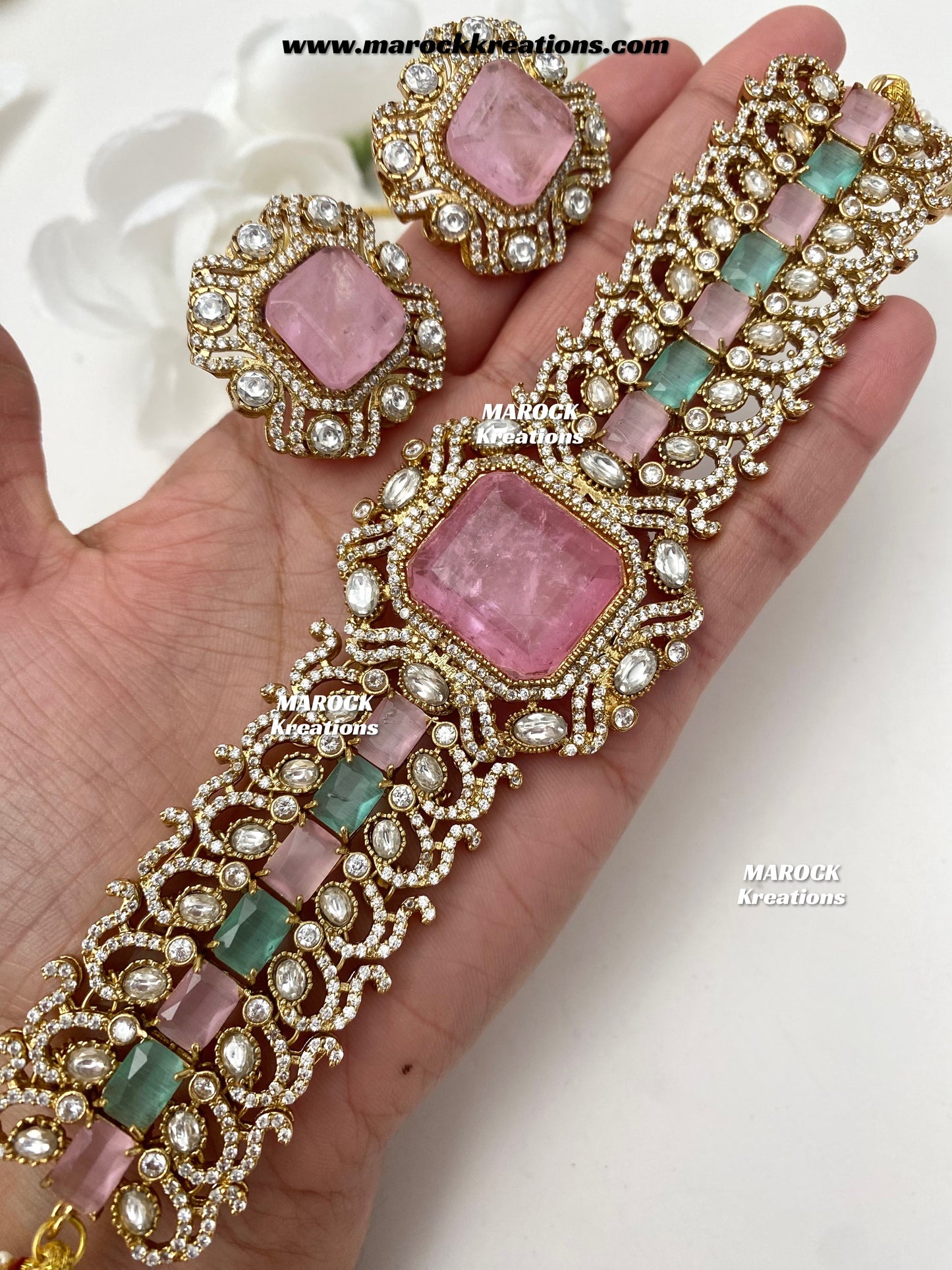 Paloma Sabyasachi inspired Premium Quality Moissanite Kundan and American Diamond choker set