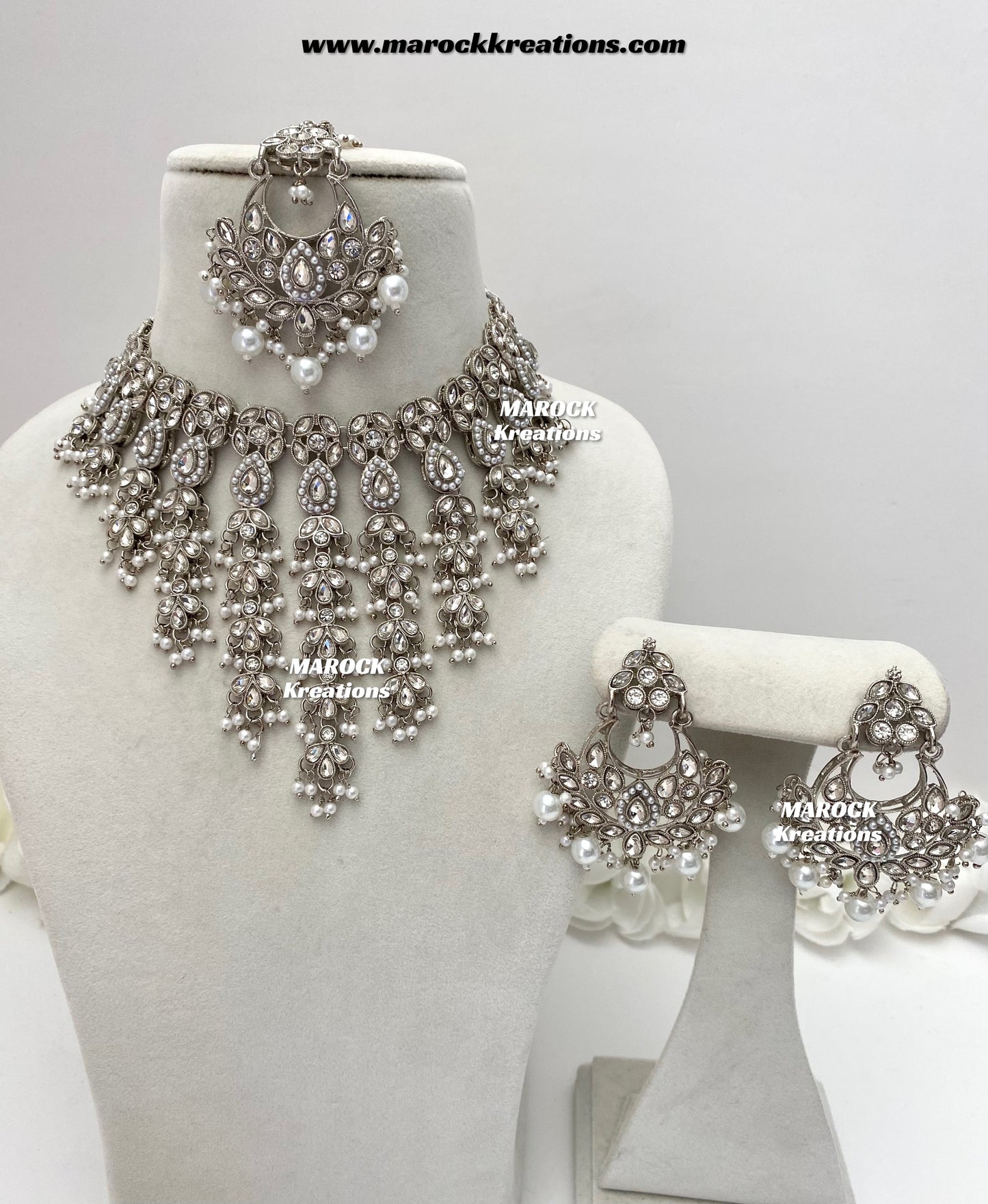 Rumona Silver Polki Choker set