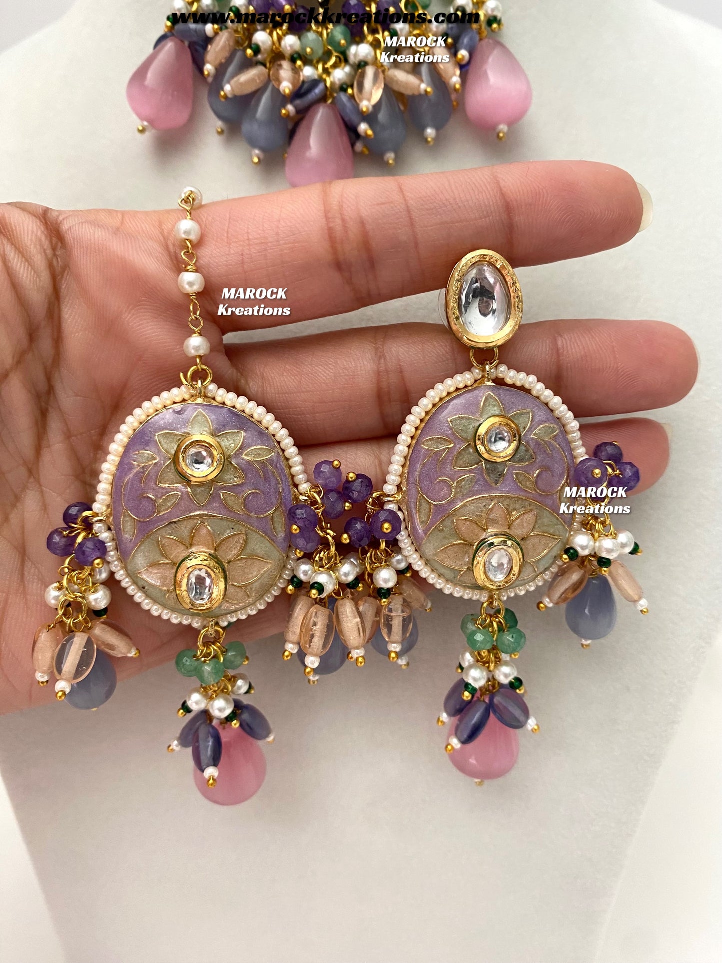 Roohi Premium Quality Kundan Meenakari Statement Choker set