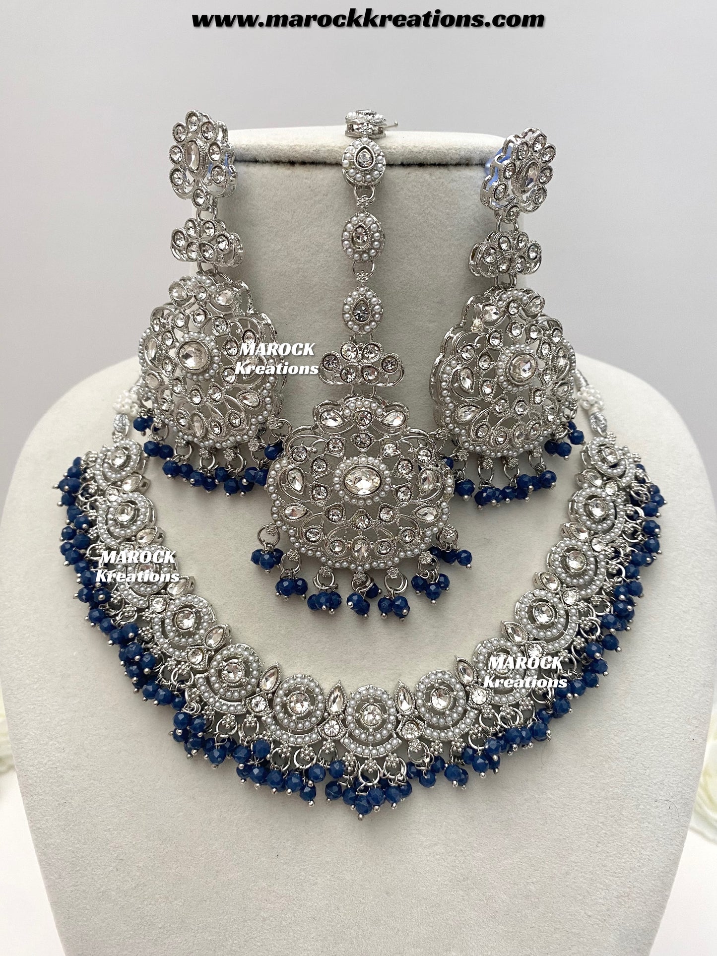 Silver Stone Necklace set