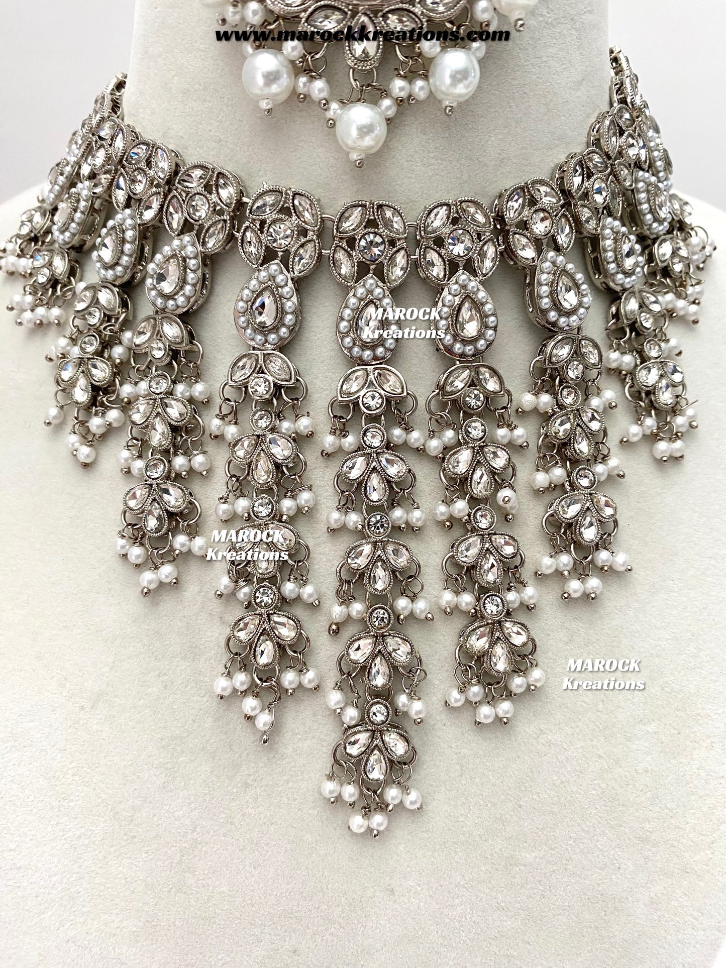 Rumona Silver Polki Choker set