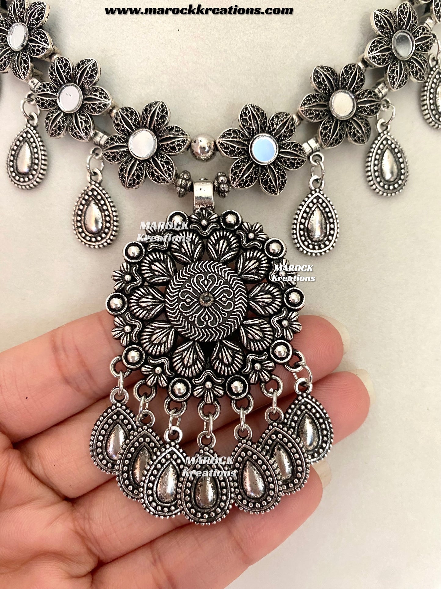 Oxidized Mirror Necklace set