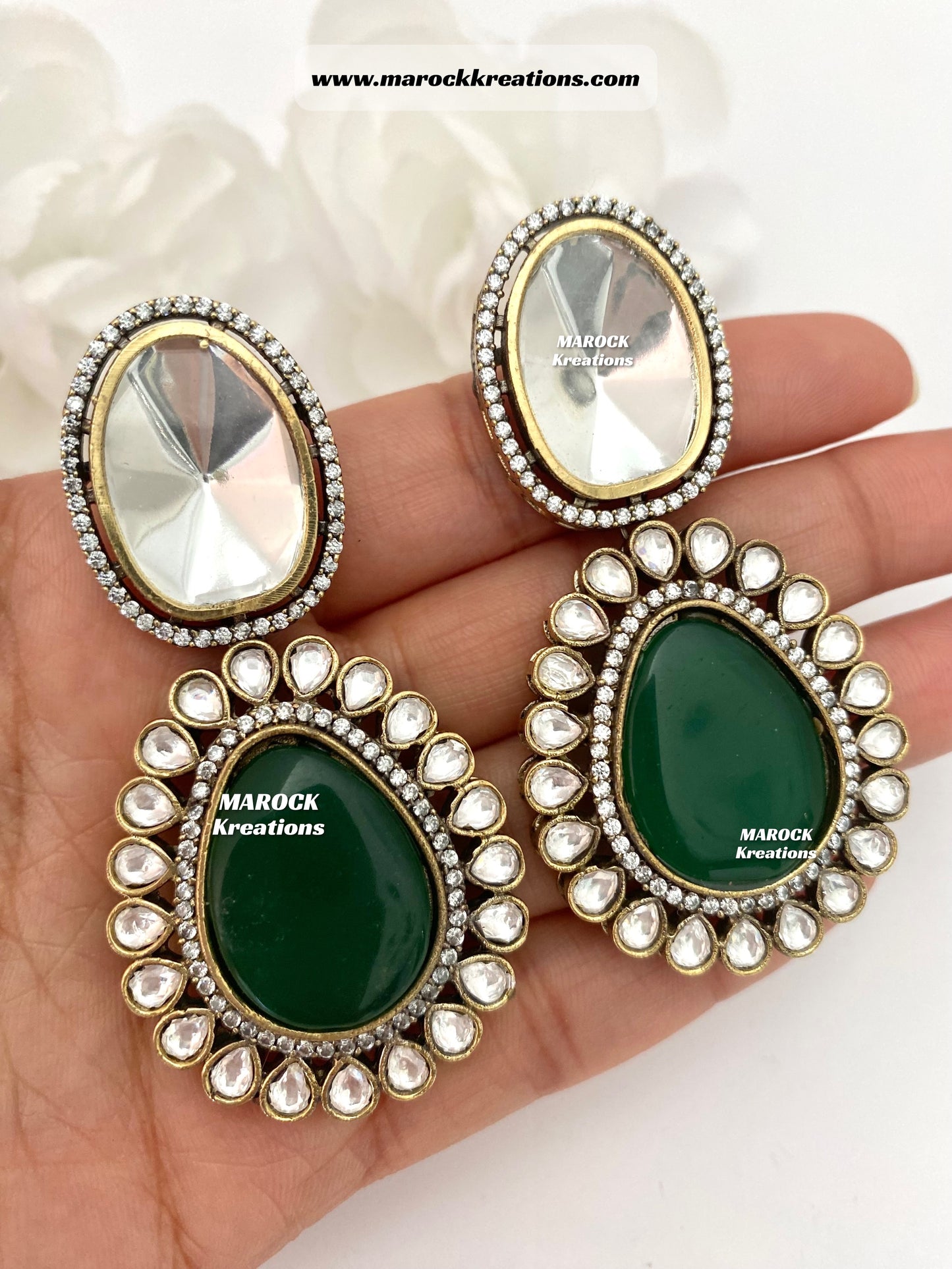 Premium Quality uncut Kundan Moissanite Necklace set