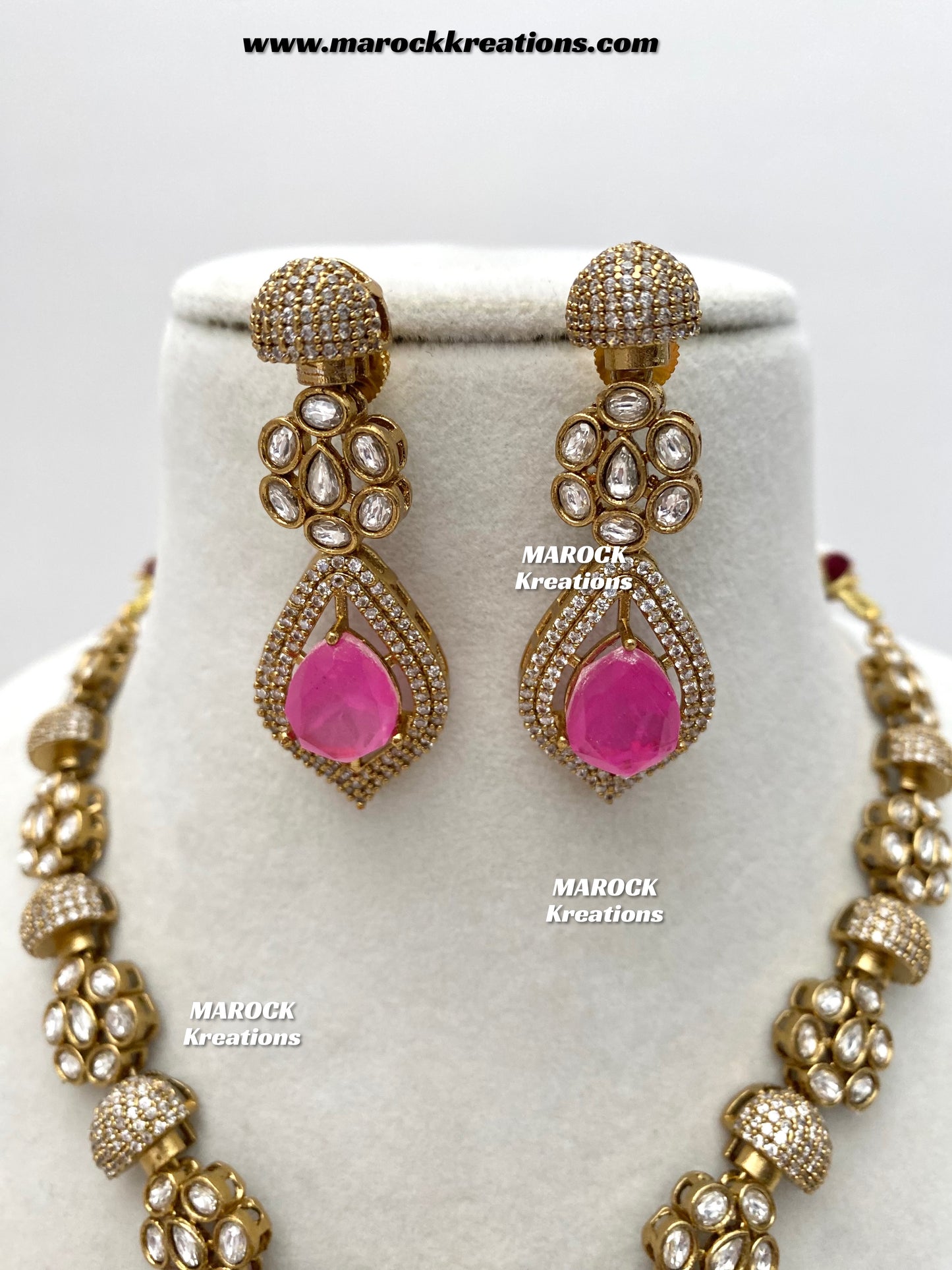 Milly Premium Quality Moissanite Kundan and American diamond Statement necklace set