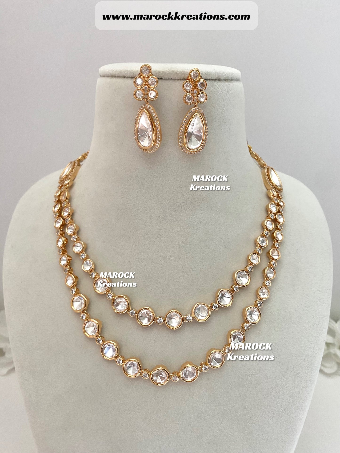 Chandni Tyani Inspired Premium Quality gold plated double layer Kundan exclusive Necklace set