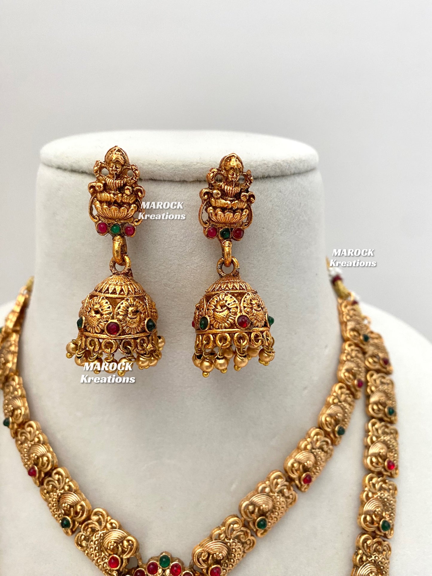 Matt finish Temple Jewelry Necklace and Rani haar combo set