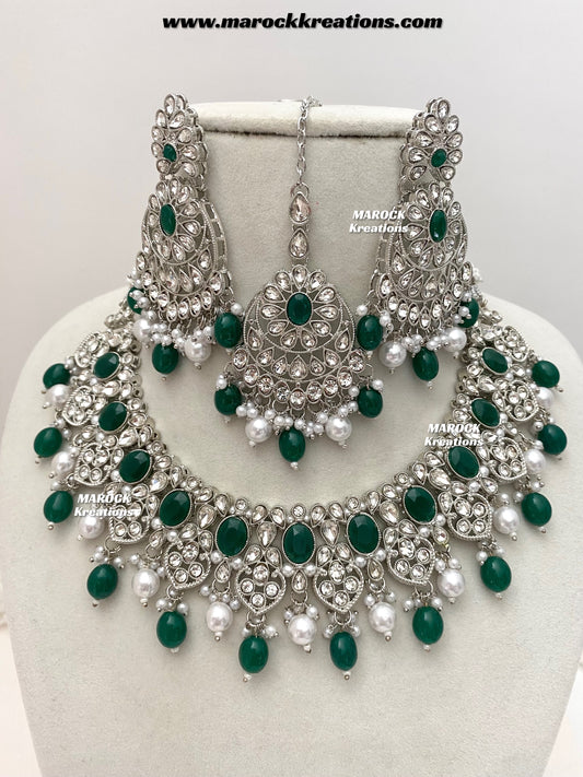 Zoila Silver Stone Necklace set