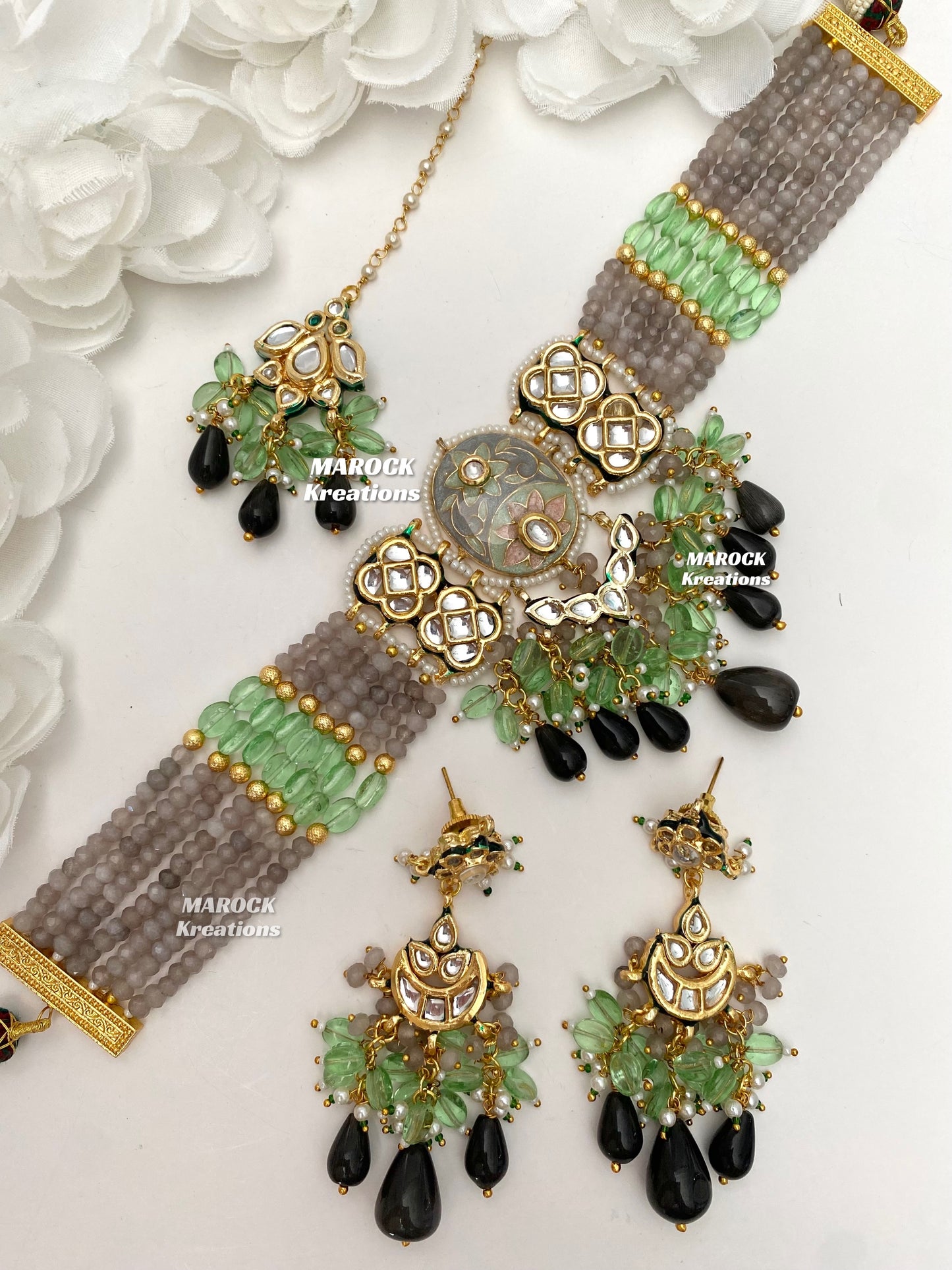 Brinda Premium Quality Kundan Meenakari Statement Choker set