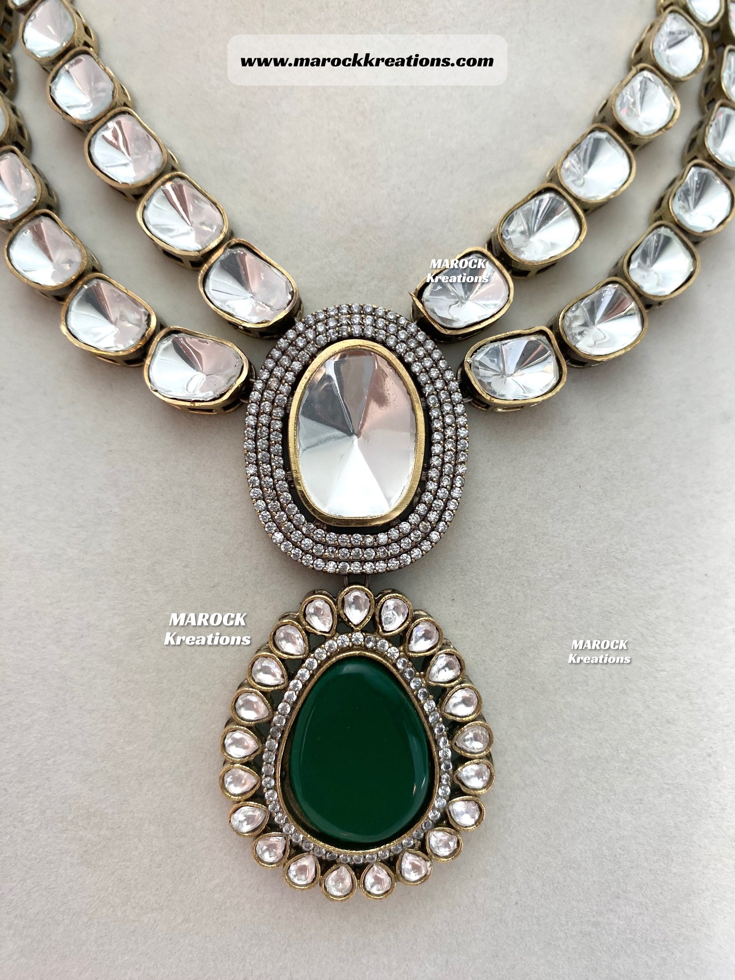 Premium Quality uncut Kundan Moissanite Necklace set