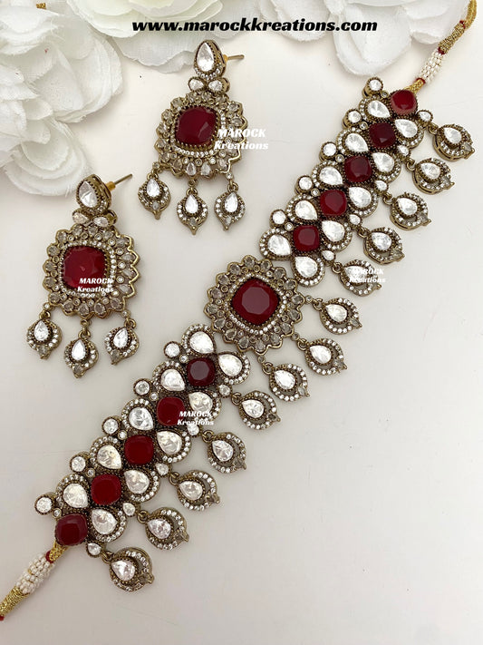 Vinny Premium Quality Moissanite Kundan Statement choker set