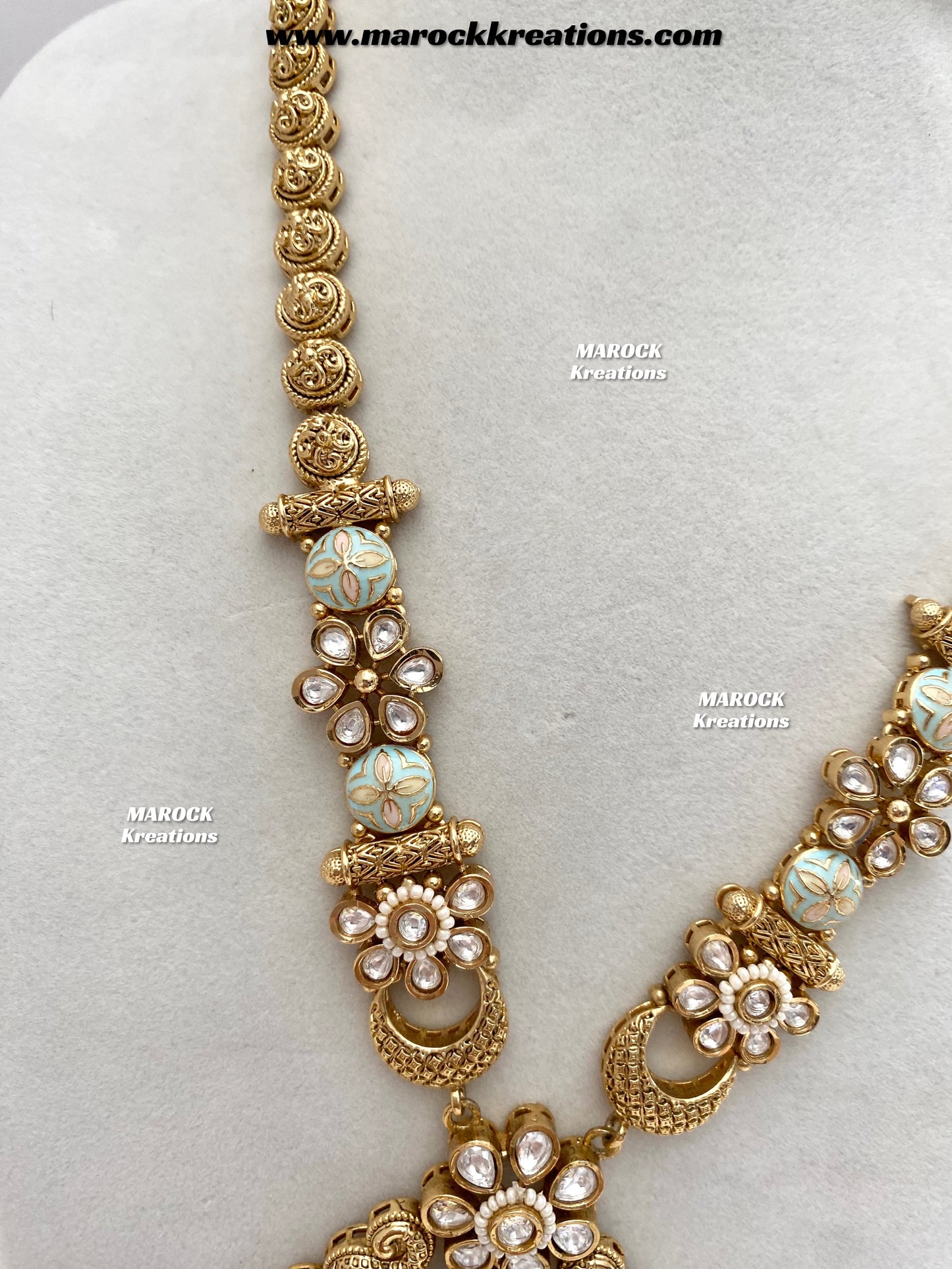 Nella Premium Quality Gold plated Kundan Meenakari exclusive long Necklace set/Rani haar set