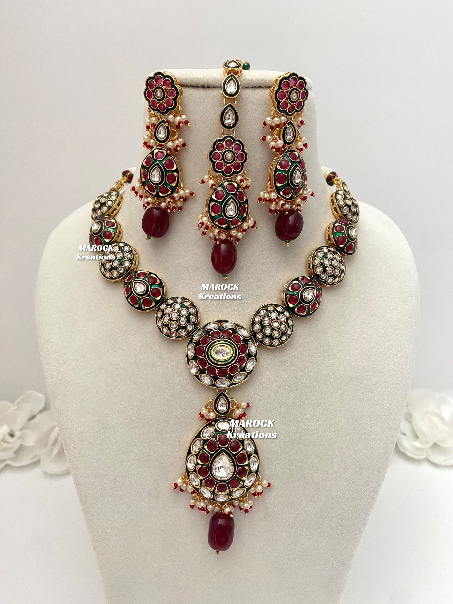 Akriti Premium Quality uncut Kundan Statement Necklace set