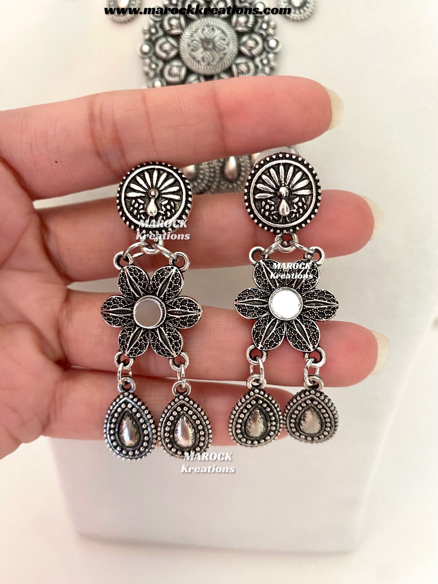 Oxidized Mirror Necklace set