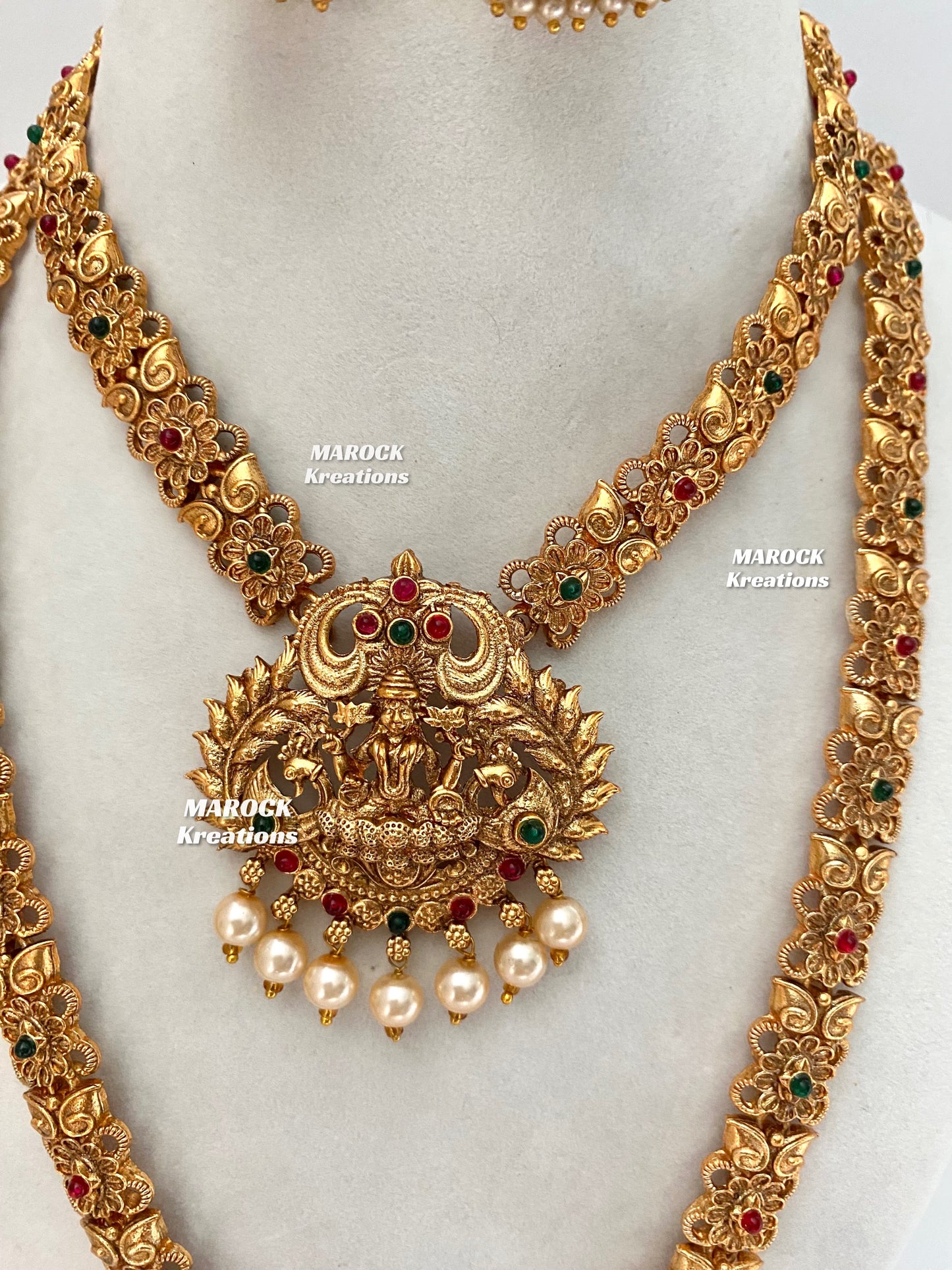 Matt finish Temple Jewelry Necklace and Rani haar combo set