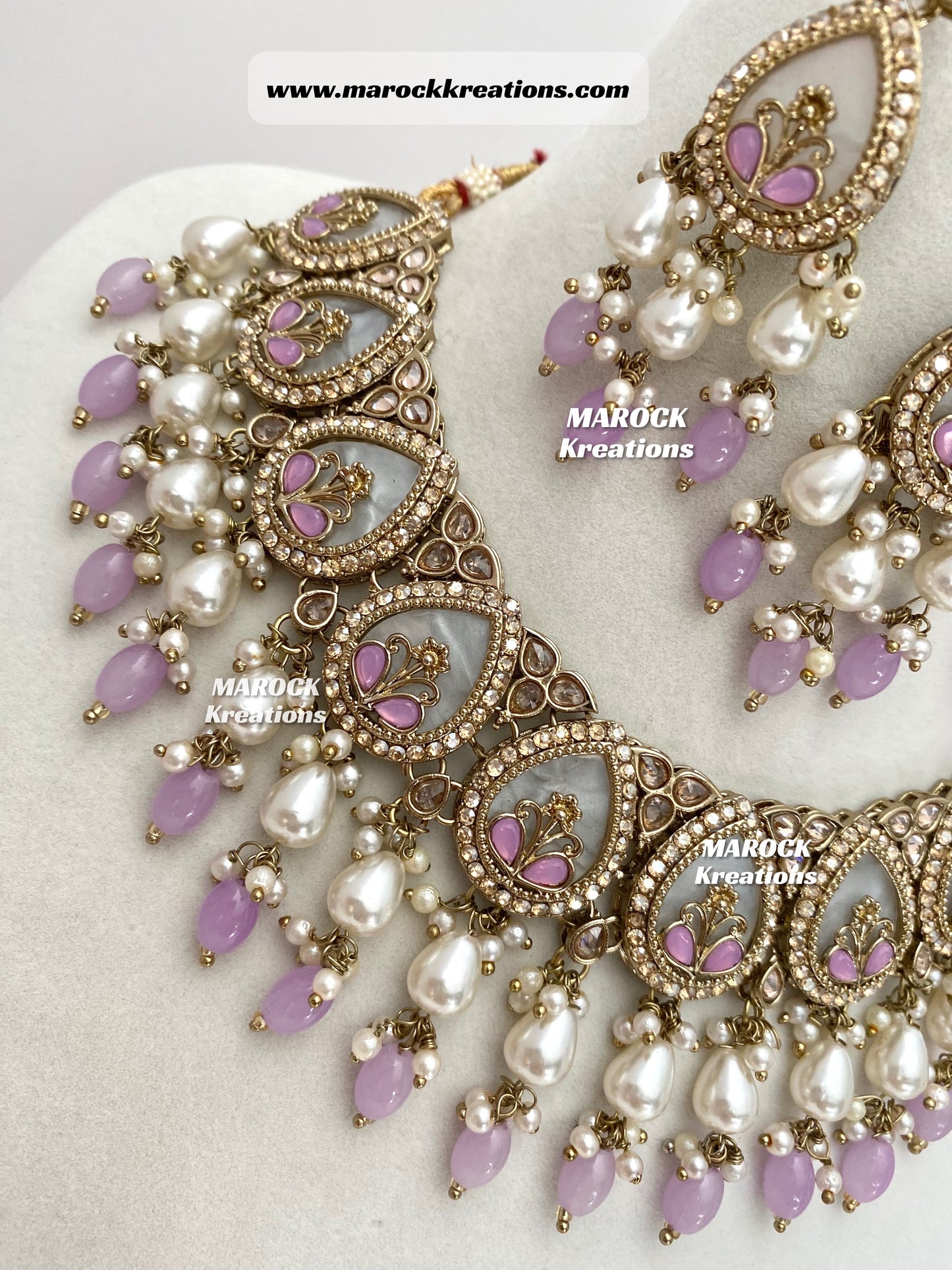 Antique Gold Polki Statement MOP Necklace set