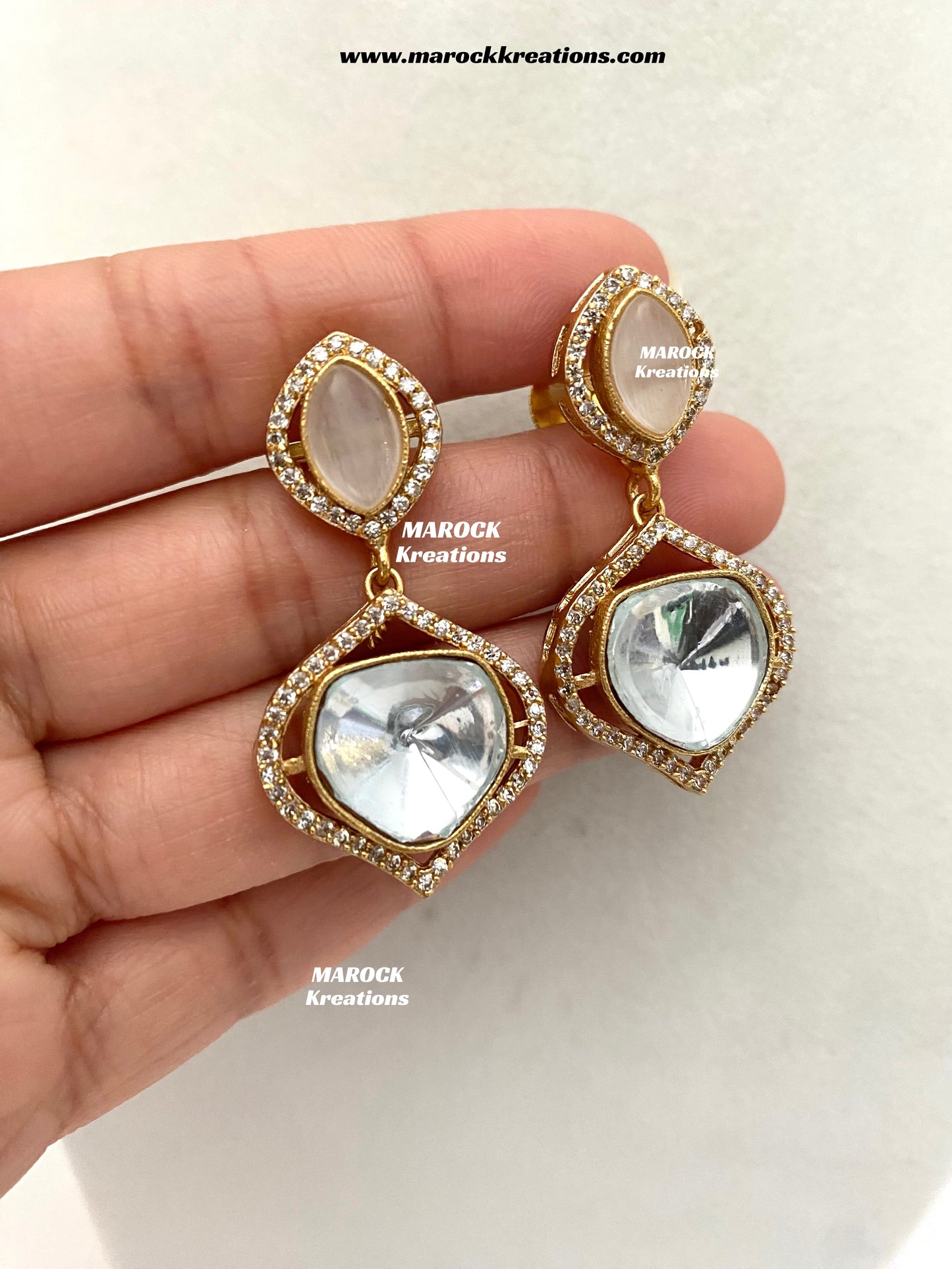 Kalpana Premium Quality Moissanite Kundan and doublet stone Statement Choker set