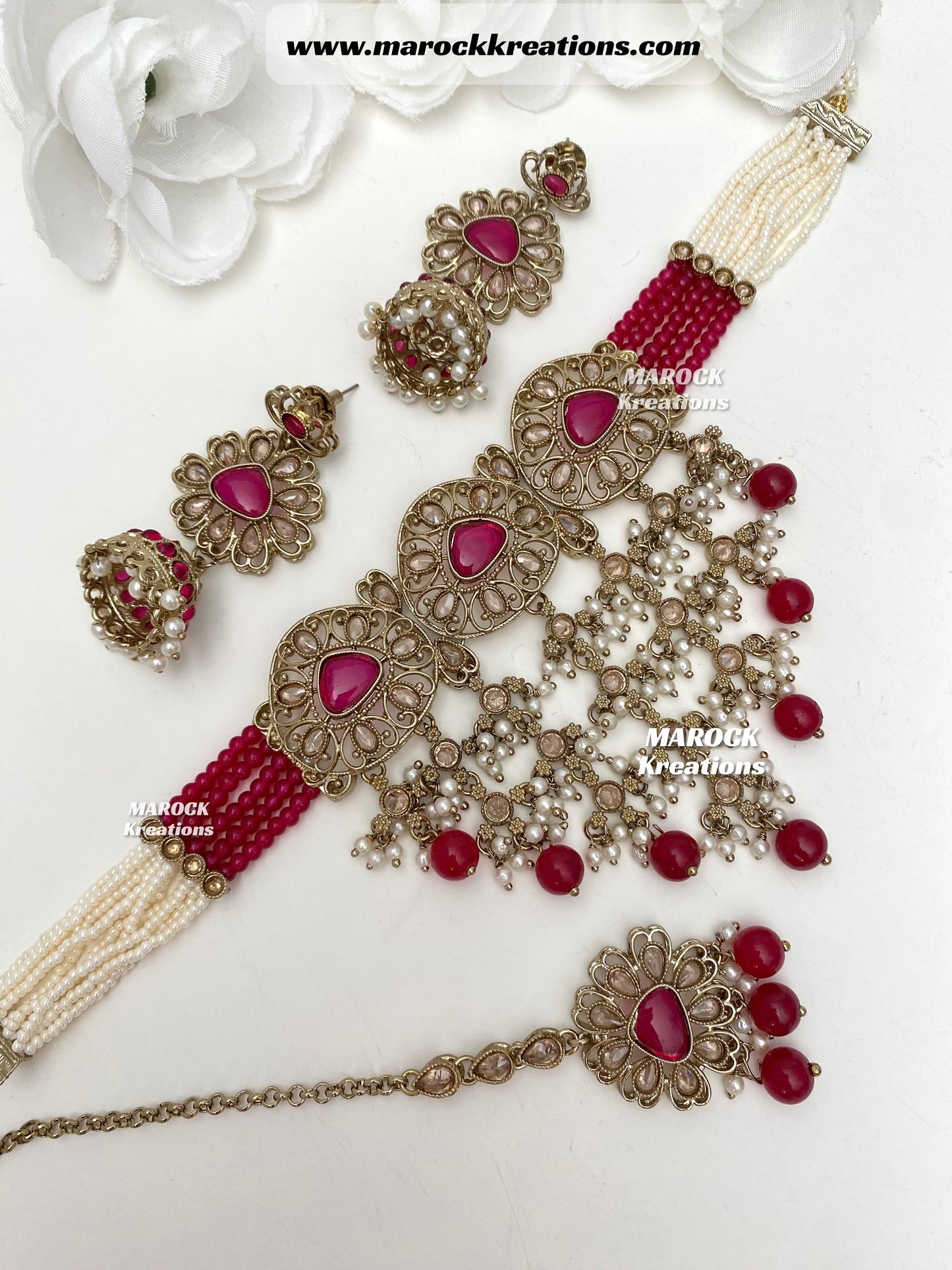 Amaira Antique Gold Polki choker set
