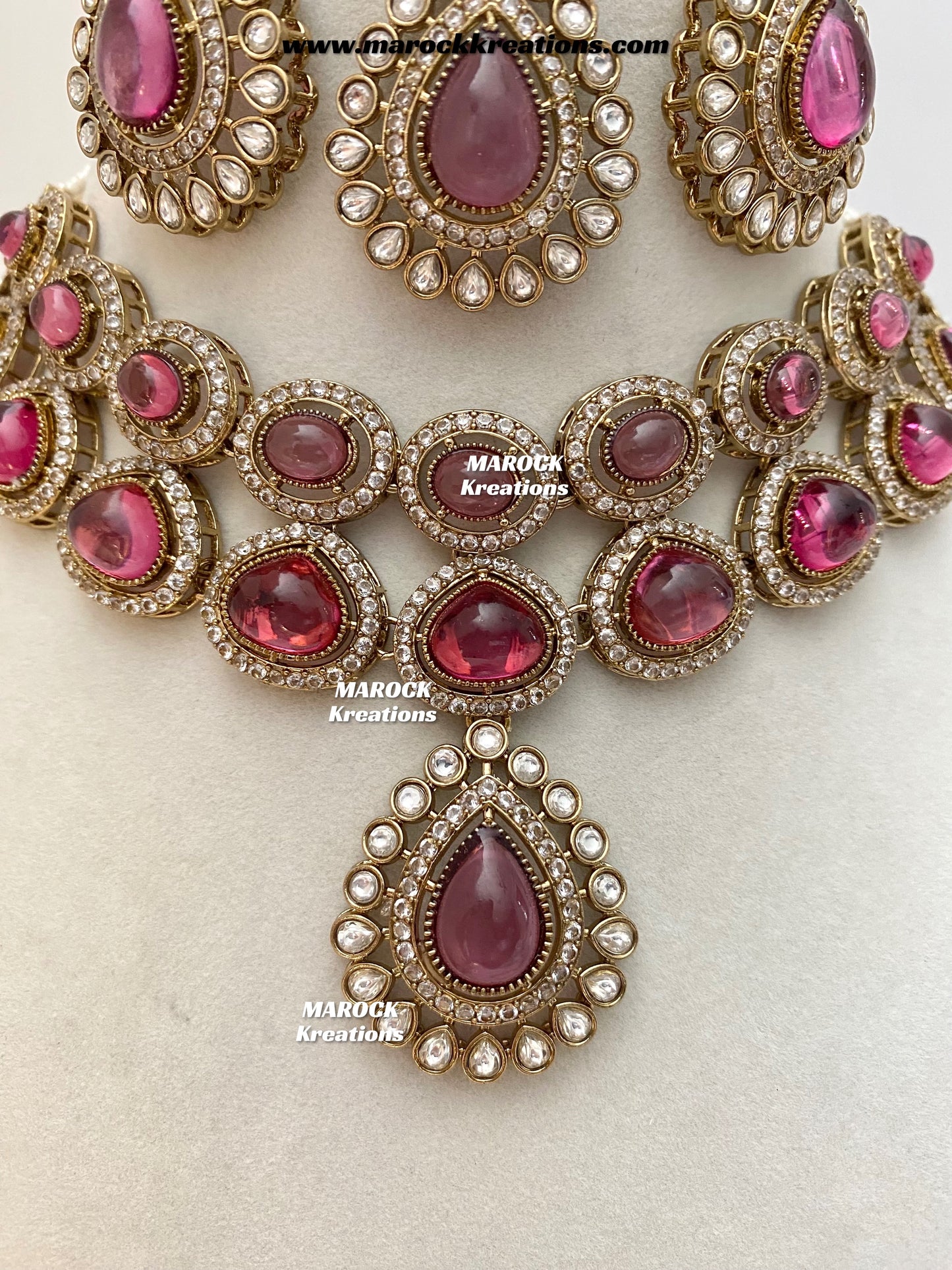 Zafina Premium Quality Moissanite Kundan Statement Choker/Necklace set