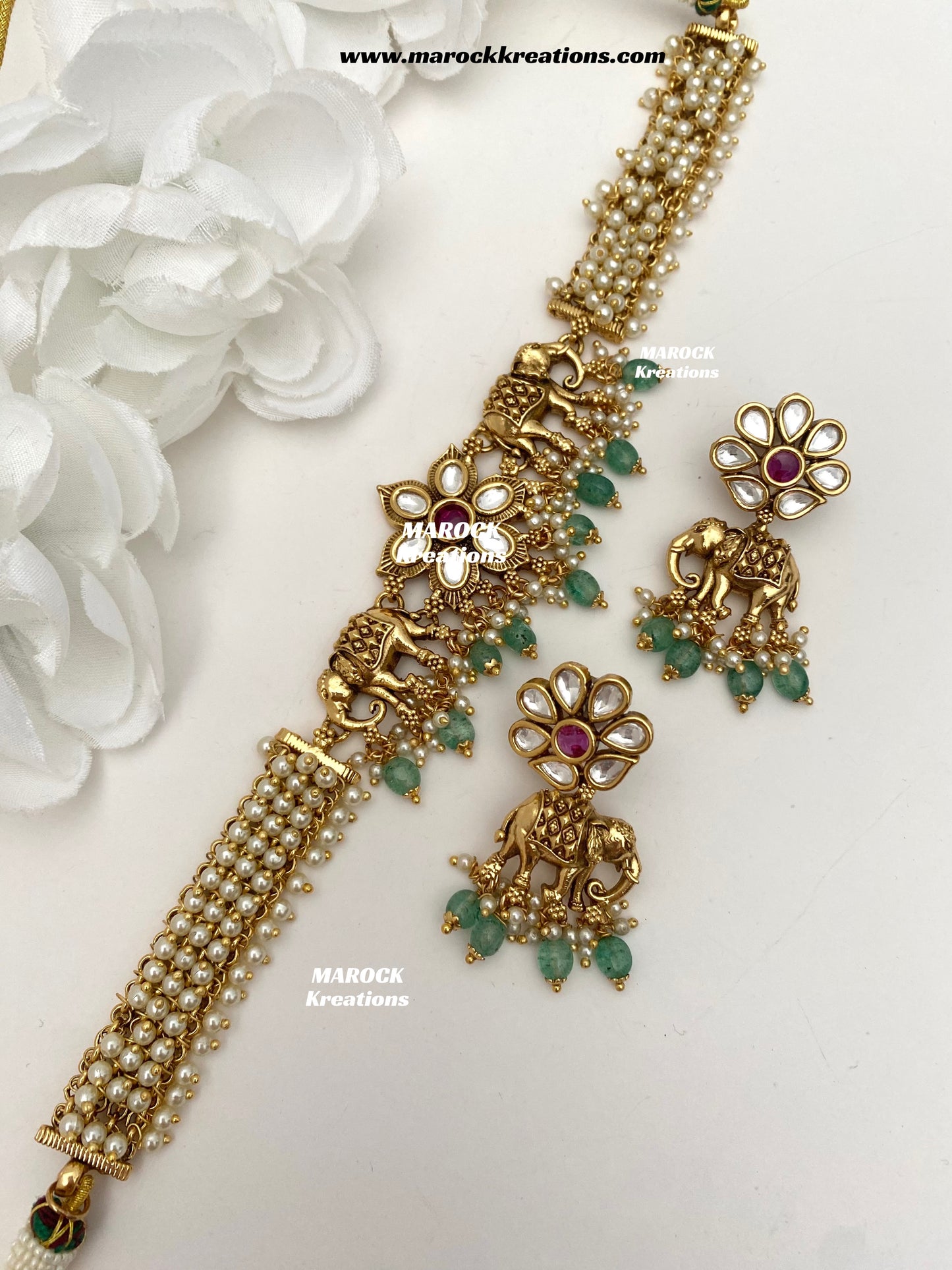 Rashmika Premium Quality exclusive Gold Plated Meenakari Rajwadi choker set