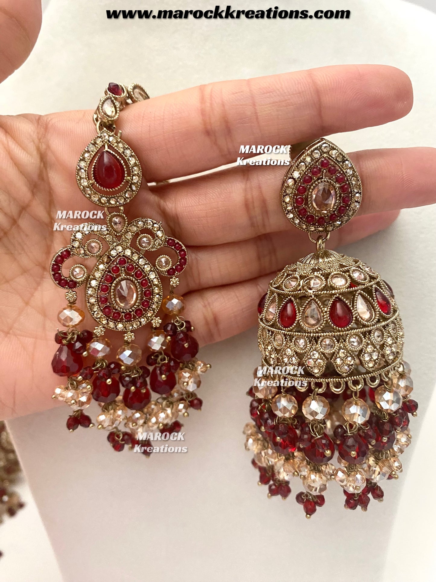 Nazmun Antique Gold Pakistani Polki choker/necklace set with Passa