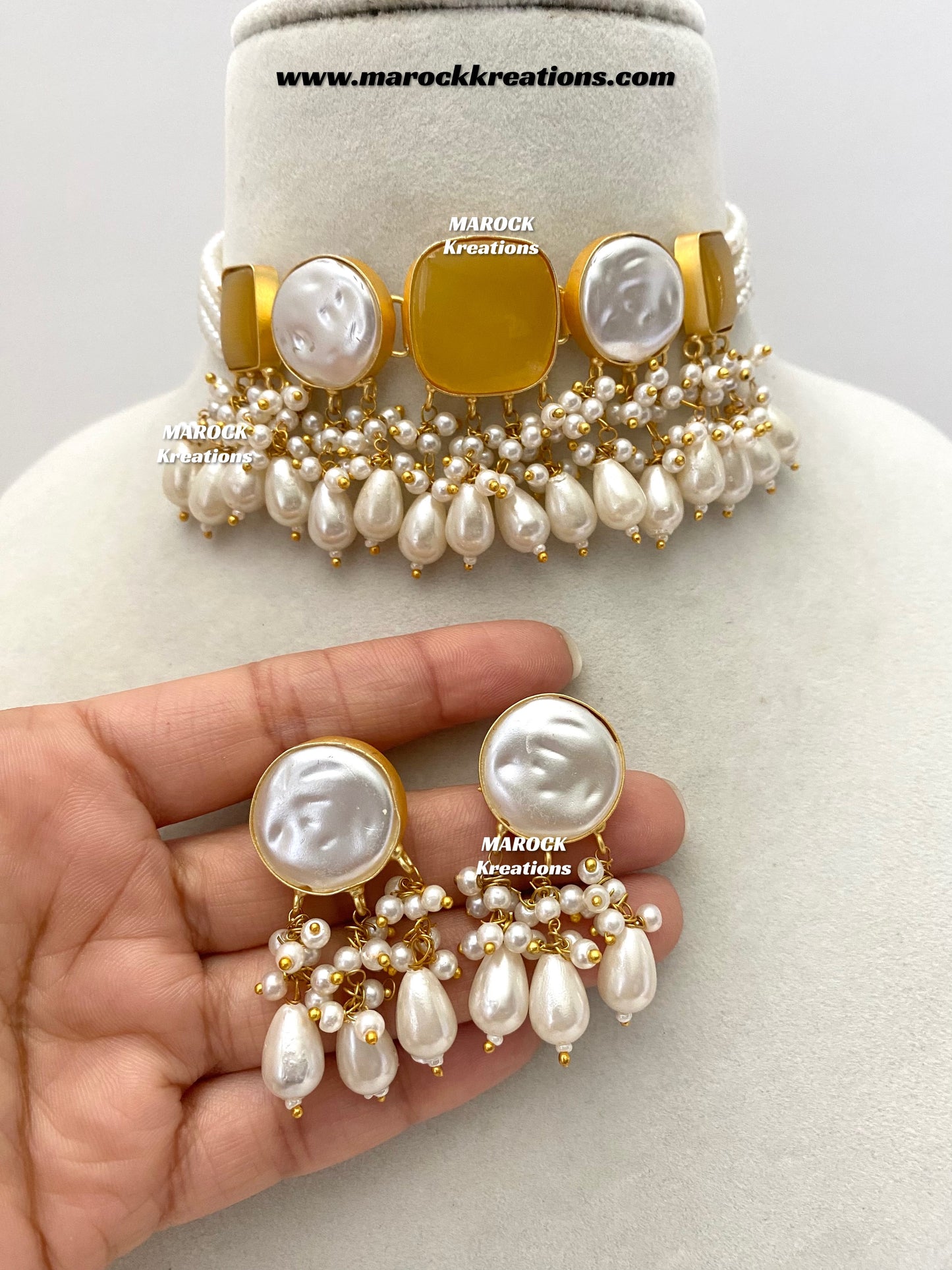 Adviti Mother of pearls Statement choker set
