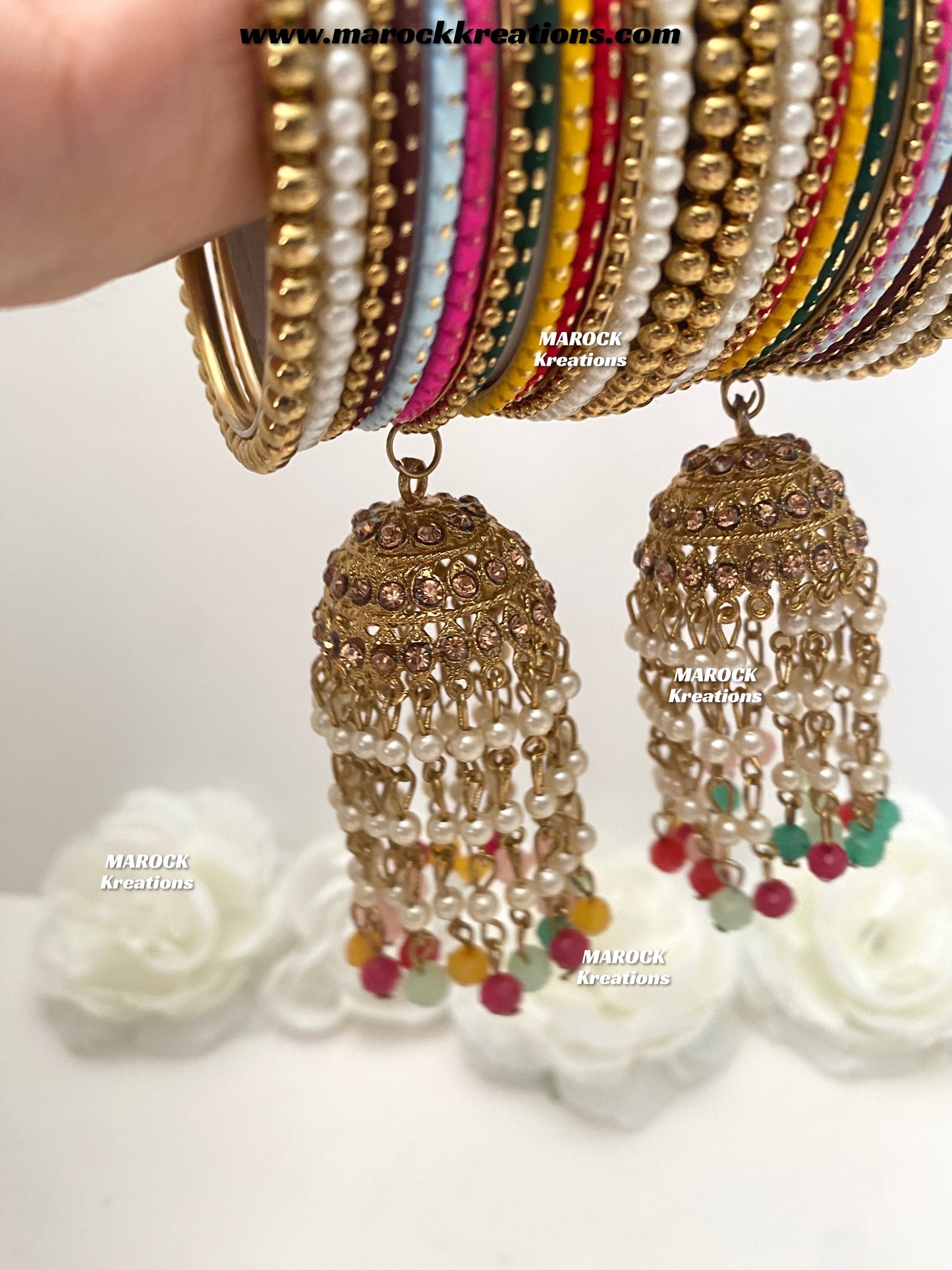 Ashmin Multi color Bangles set with jhumki bangles/ jago and sangeet bangels