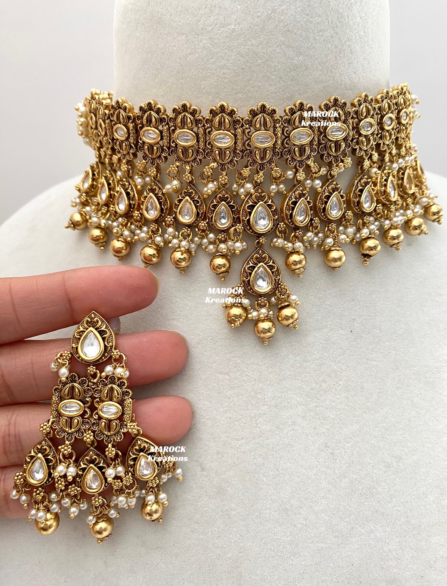 Samina Premium Quality Gold plated Kundan choker set