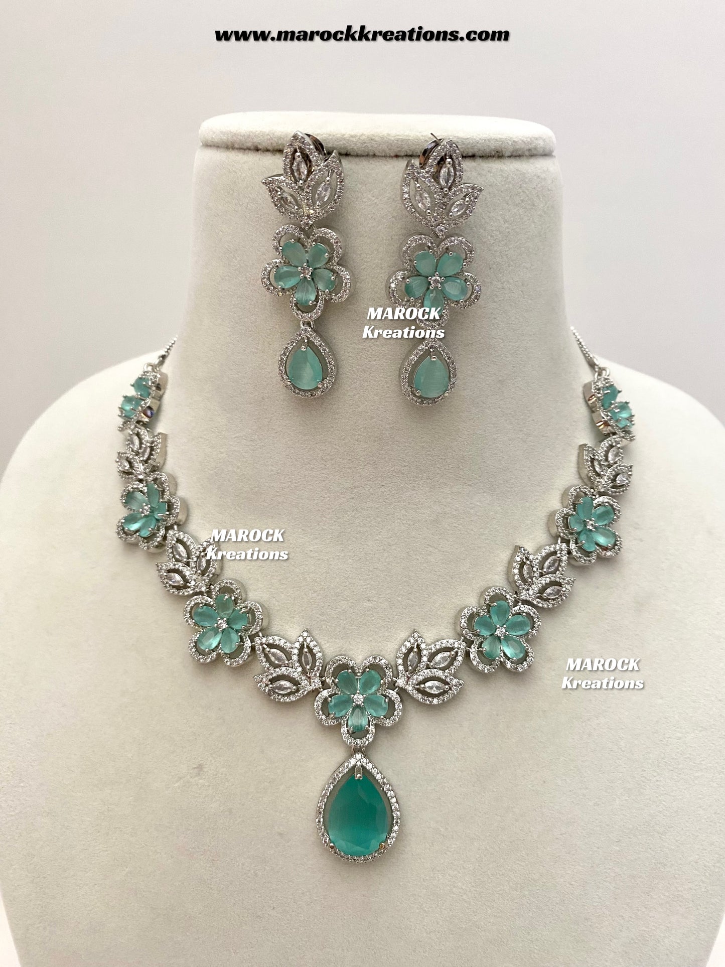 Sibani Silver American Diamond Necklace set