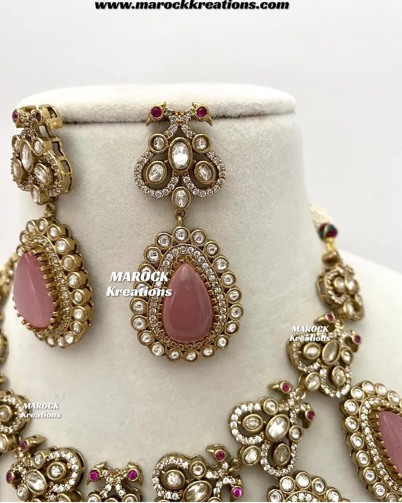 Roselina Sabyasachi inspired Premium Quality Moissanite Kundan Statement Necklace set