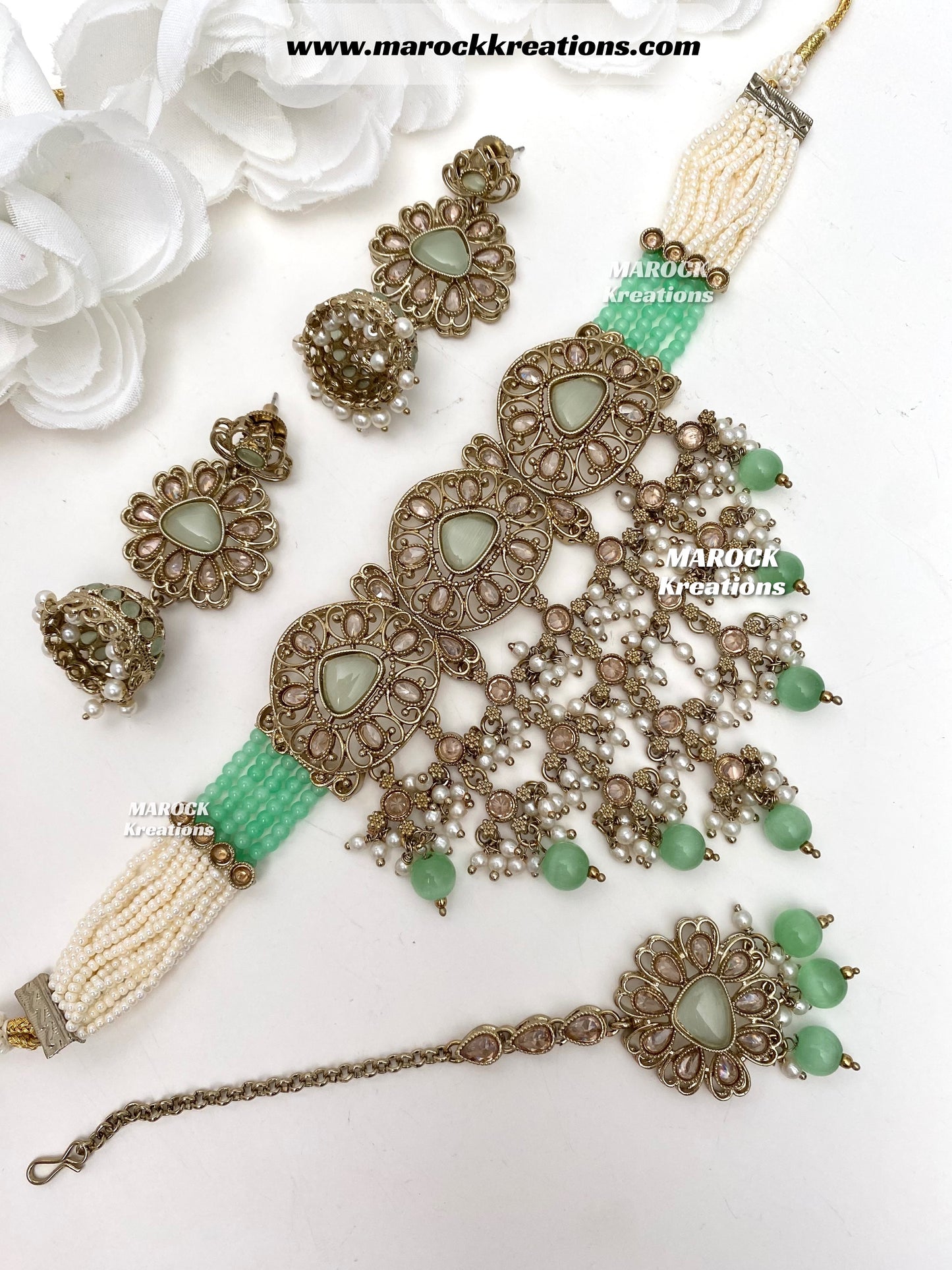 Amaira Antique Gold Polki choker set