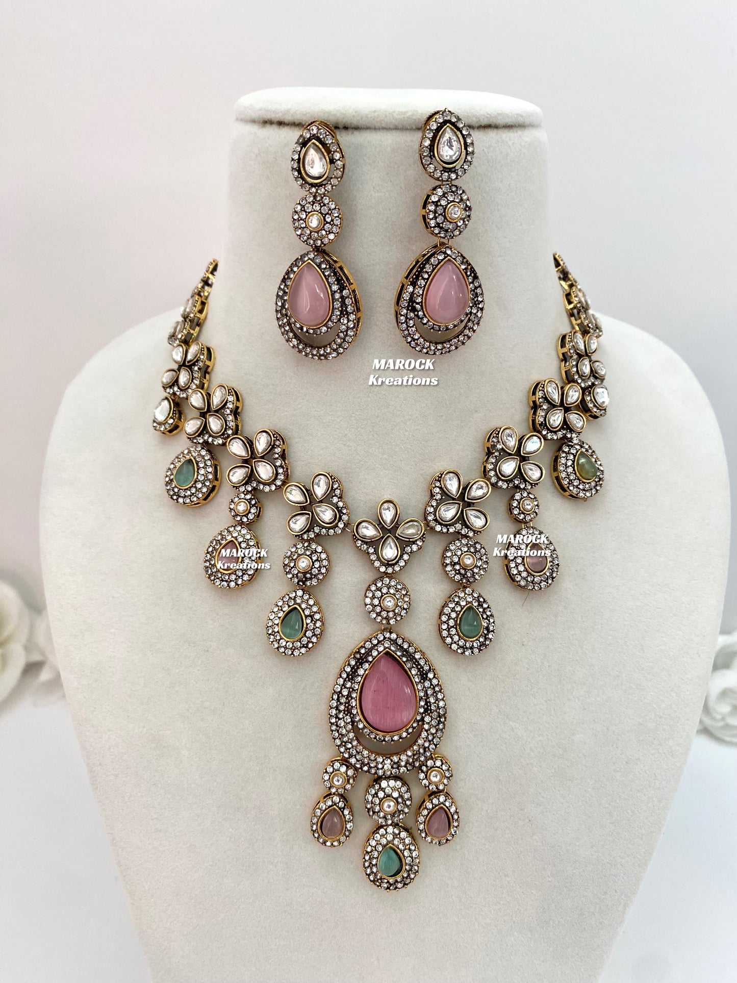 Sanjna Victorian Kundan Statement Necklace set