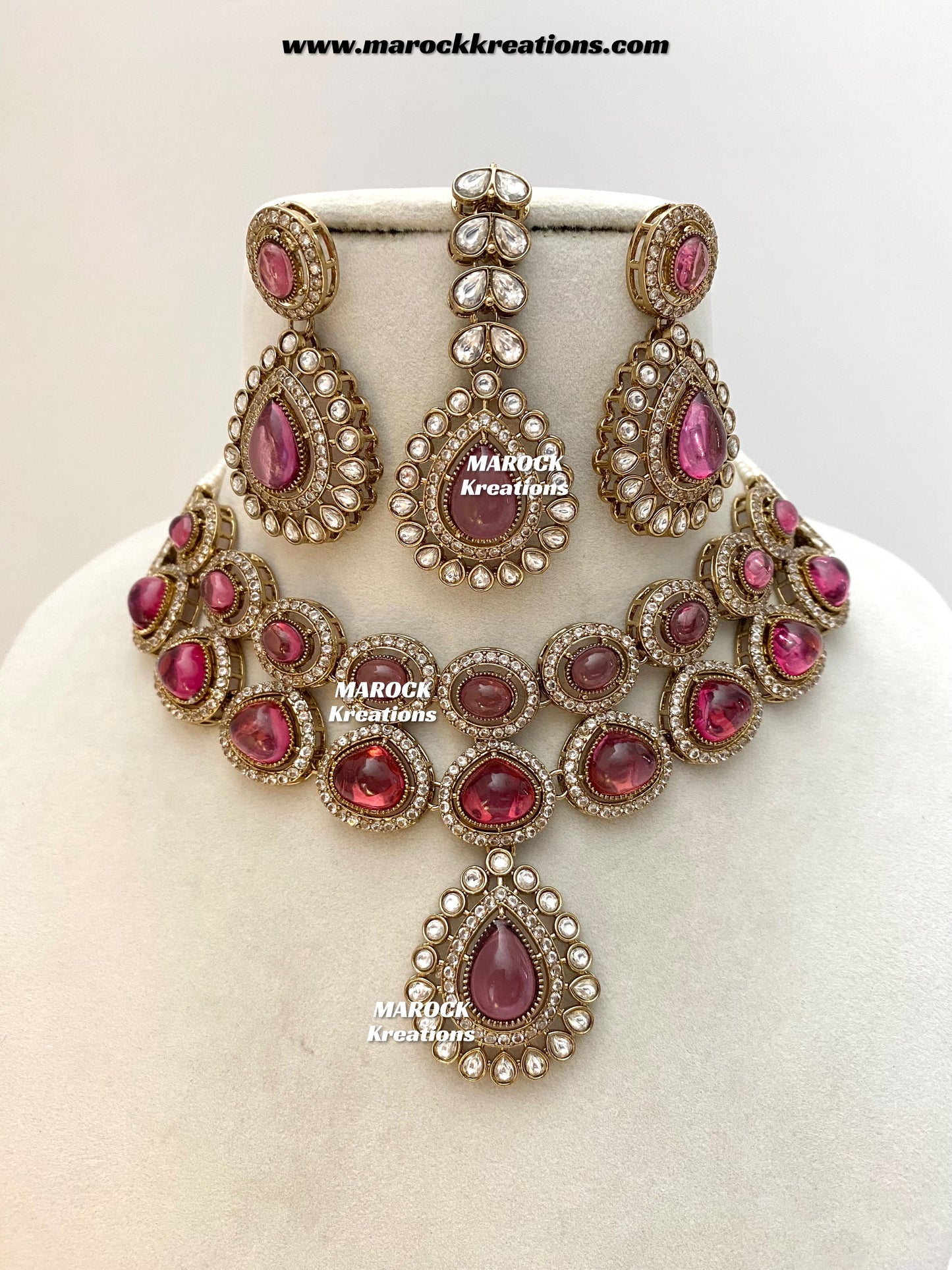 Zafina Premium Quality Moissanite Kundan Statement Choker/Necklace set