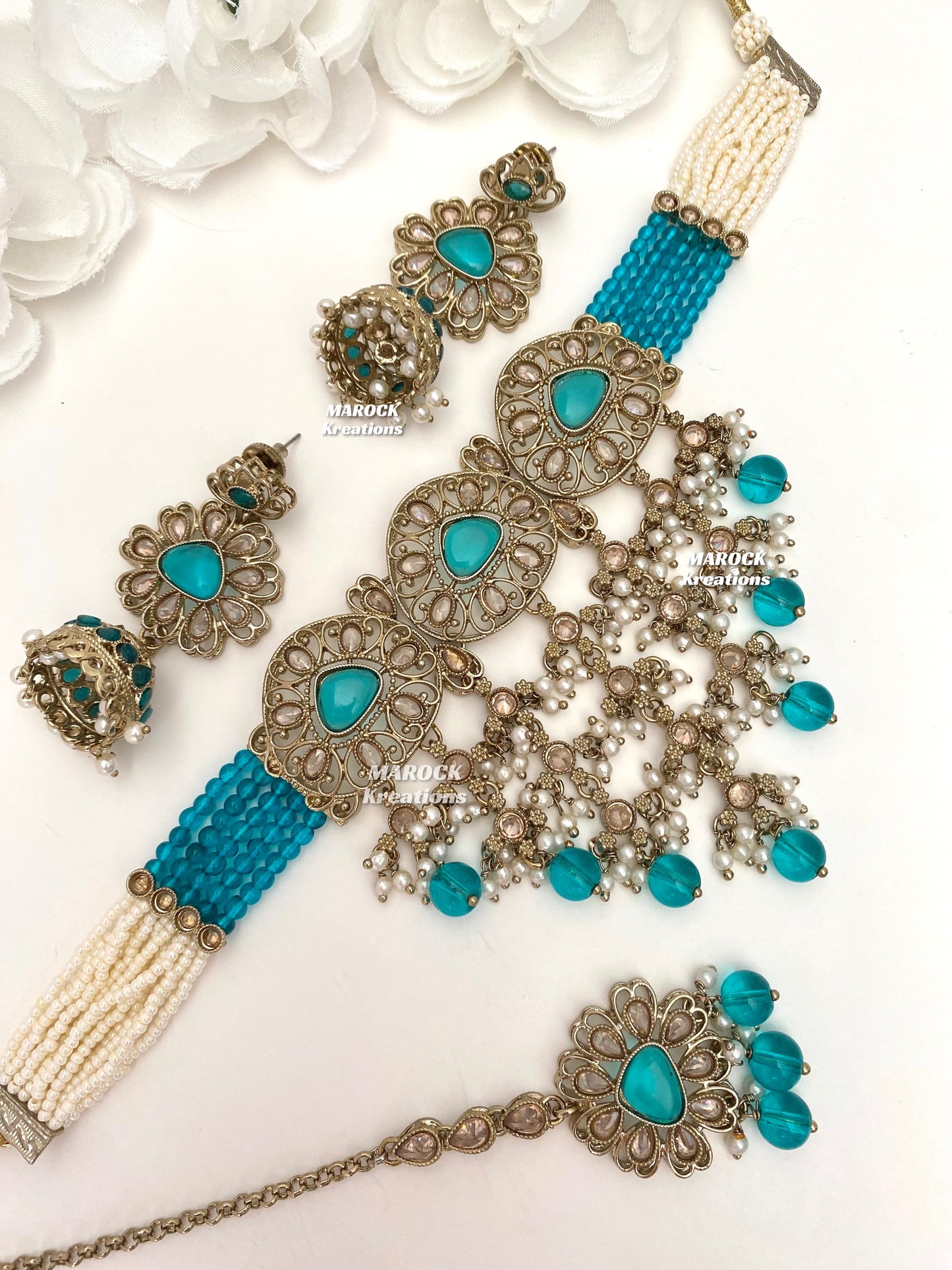 Amaira Antique Gold Polki choker set