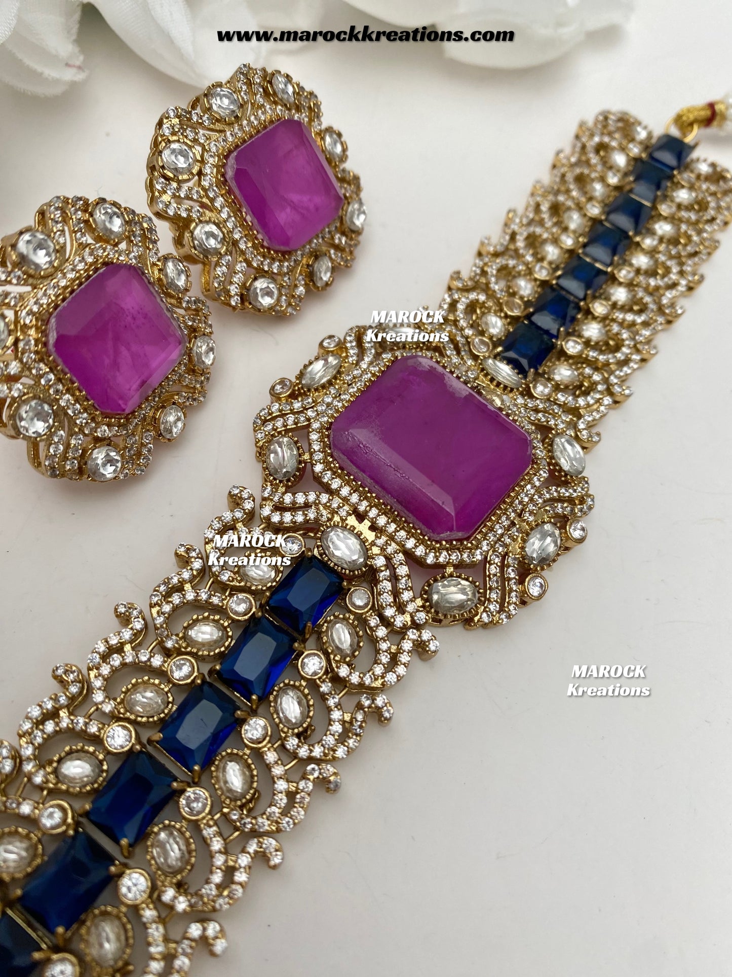 Paloma Sabyasachi inspired Premium Quality Moissanite Kundan and American Diamond choker set