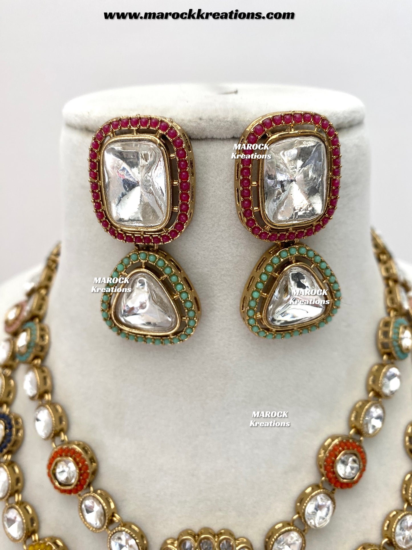 Saba Premium Quality Kundan statement necklace set