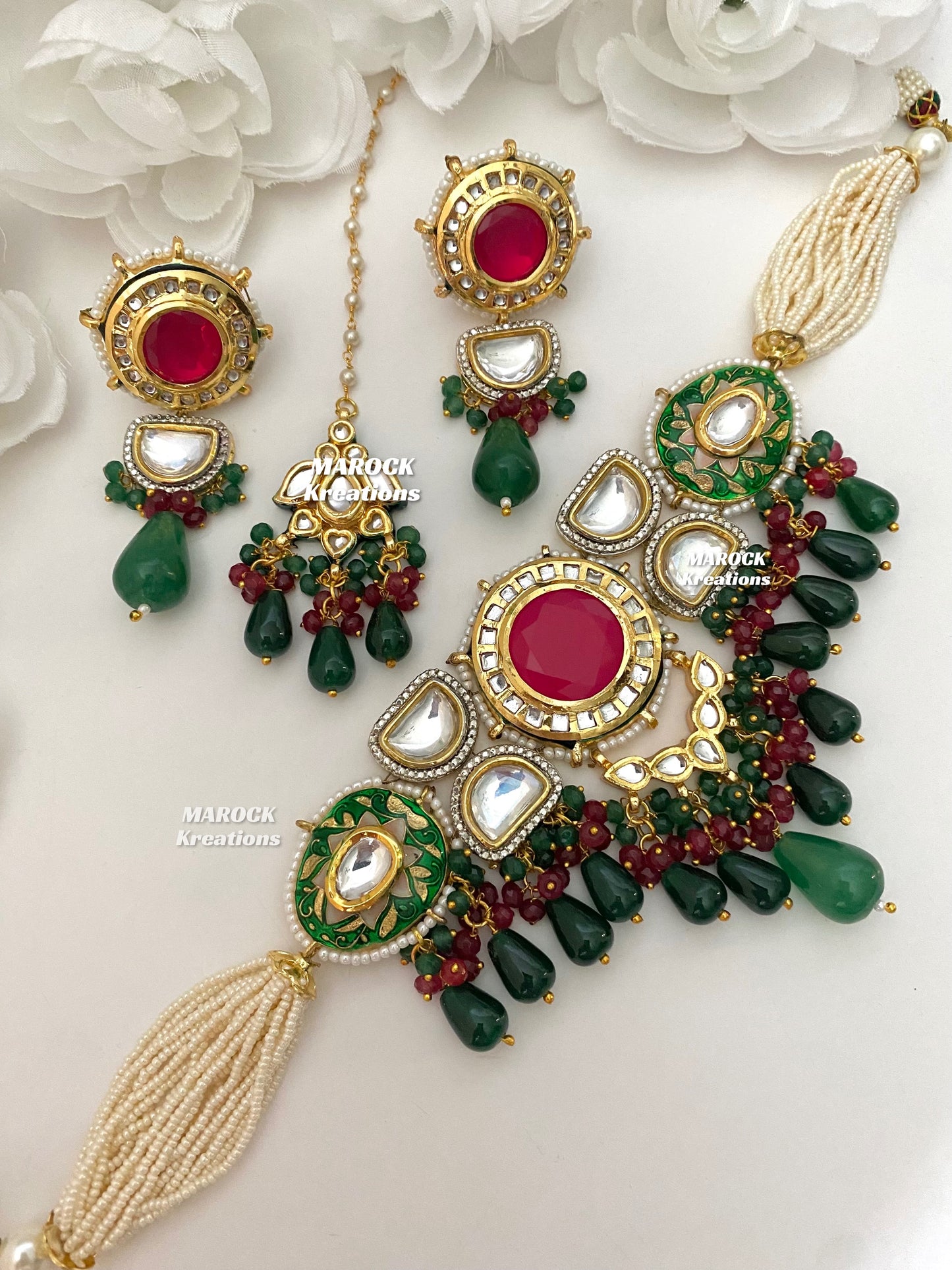 Nia Premium Quality uncut Kundan Meenakari Statement Choker set