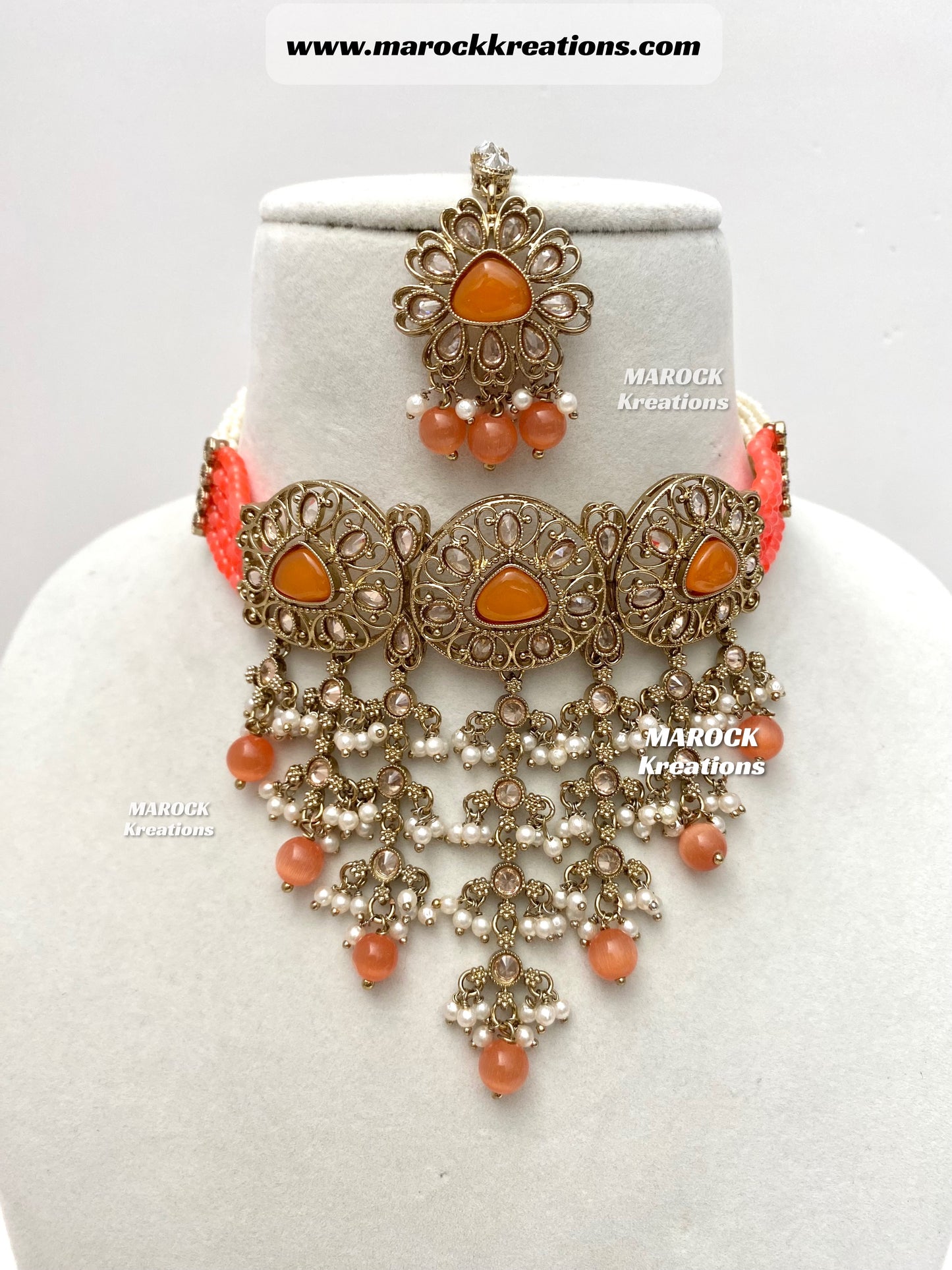 Amaira Antique Gold Polki choker set