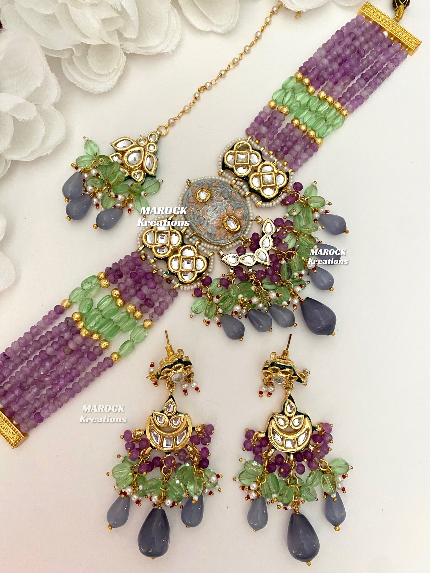 Brinda Premium Quality Kundan Meenakari Statement Choker set