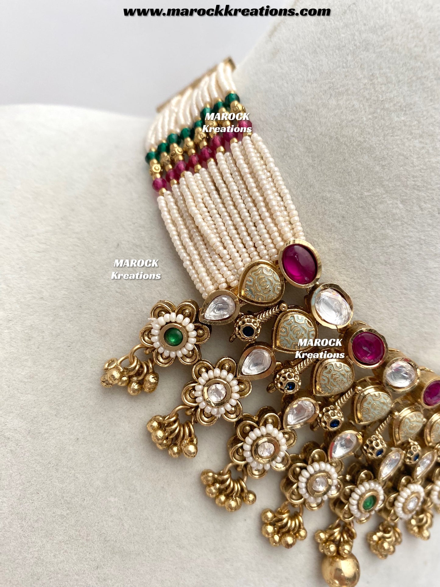 Trina Premium Quality exclusive Gold Plated Meenakari Rajwadi choker set