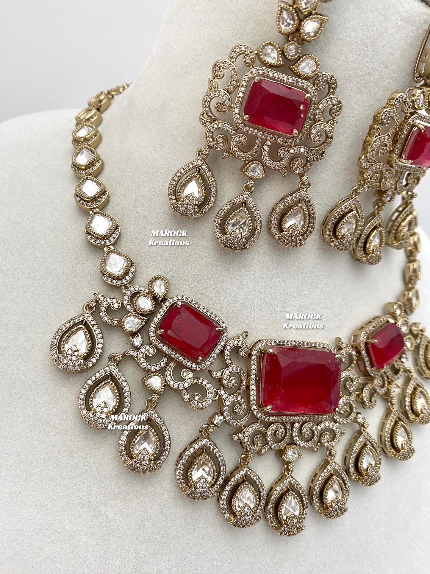 Labiba Sabyasachi inspired Premium Quality Moissanite Kundan with doublet stone Statement Necklace set