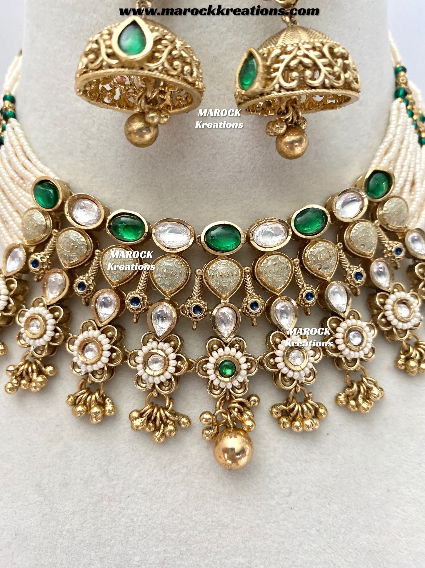 Trina Premium Quality exclusive Gold Plated Meenakari Rajwadi choker set