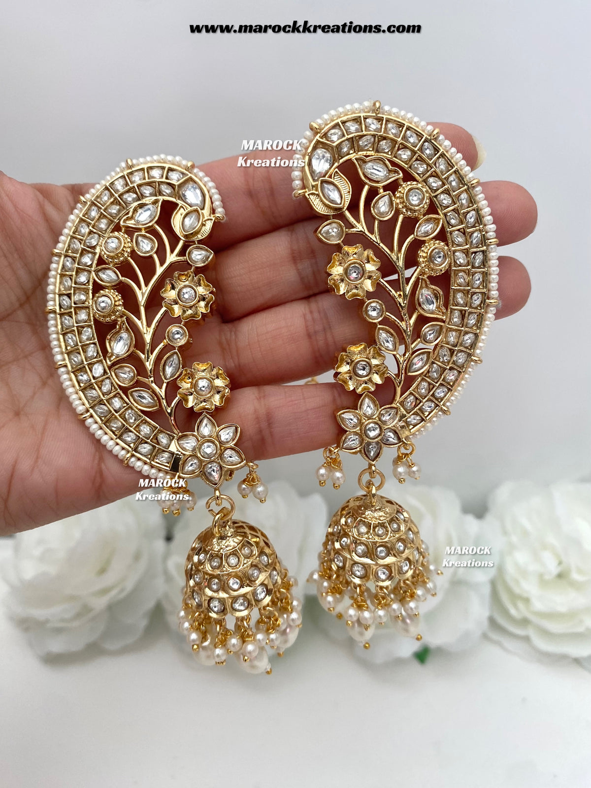 Shilpy Premium quality Gold plated Earcuff style Statement Jhumki Earrings