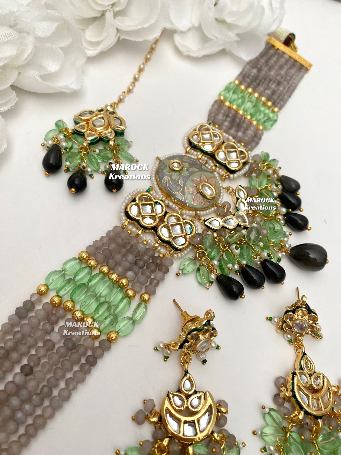 Brinda Premium Quality Kundan Meenakari Statement Choker set